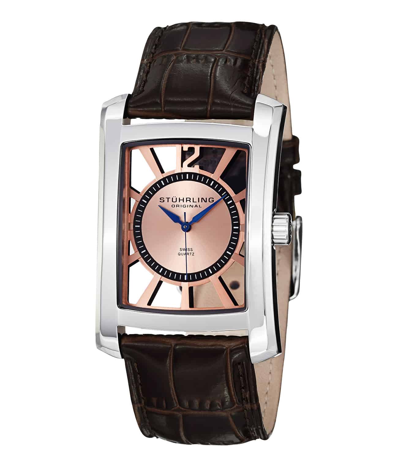 Rose Dial / Silver Case / Brown Leather Strap Tang Buckle