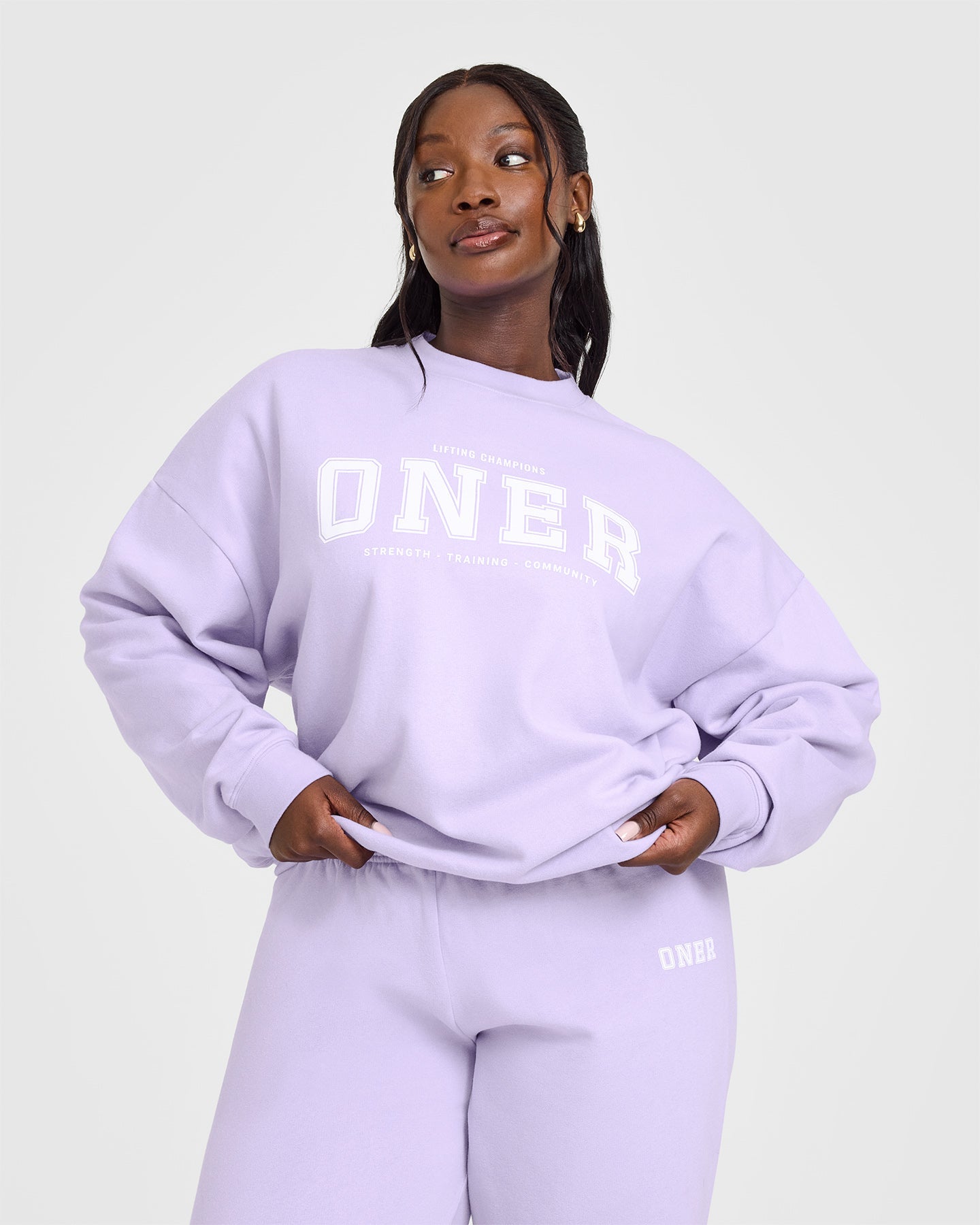 Mid Weight Sweatshirt with Printed Logo | Lavender Purple Unisex Pullover | Casual Wear, Street Style & Lounge Comfort
