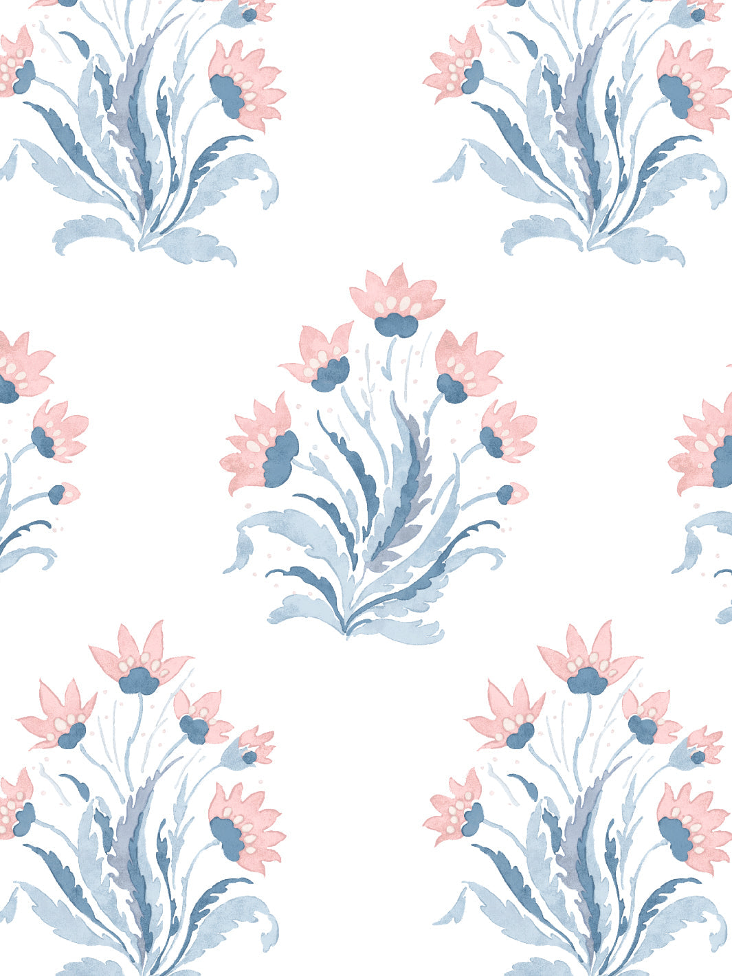 Nathan Turner Hillhouse Block Print Large Wallpaper - Pink & Blue Floral Design | Perfect for Living Room, Bedroom & Home Decor