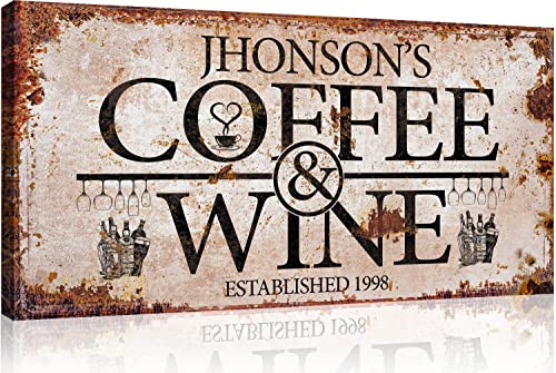 Personalized Light Rustic Coffee & Wine w/ Bottles & Glasses