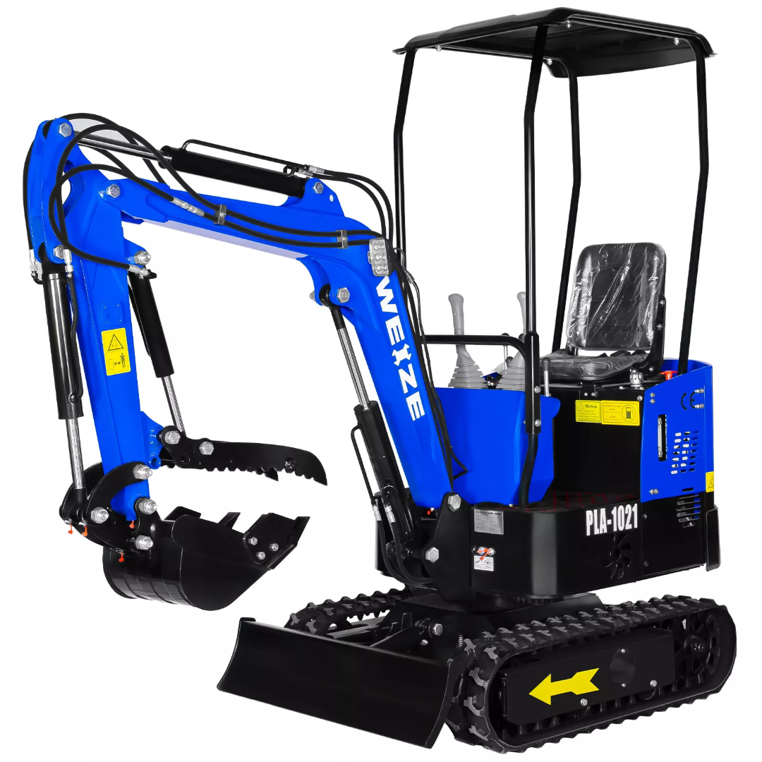 **WEIZE 1 Ton Mini Excavator - 13.5HP Gas-Powered Crawler Digger with Hydraulic Thumb & Bucket - Ideal for Landscaping, Trenching, and DIY Projects**