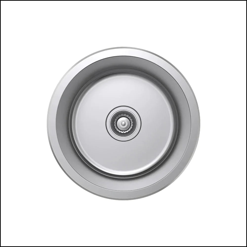 Fienza Tiva 68103 33-inch Stainless Steel Round Kitchen Sink, 16 Gauge Undermount Single Bowl with Soundproof Pad - Perfect for Modern Farmhouse, RV & Small Kitchen Remodels