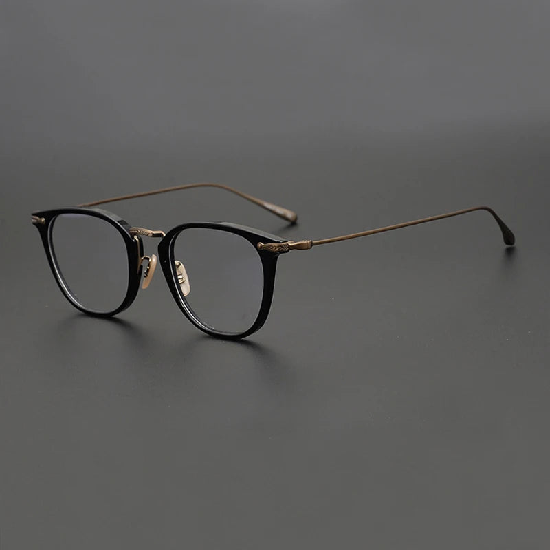 Stylish Black Unisex Full Rim Titanium Acetate Square Eyeglasses 5307 - Perfect for Work, Reading & Fashion