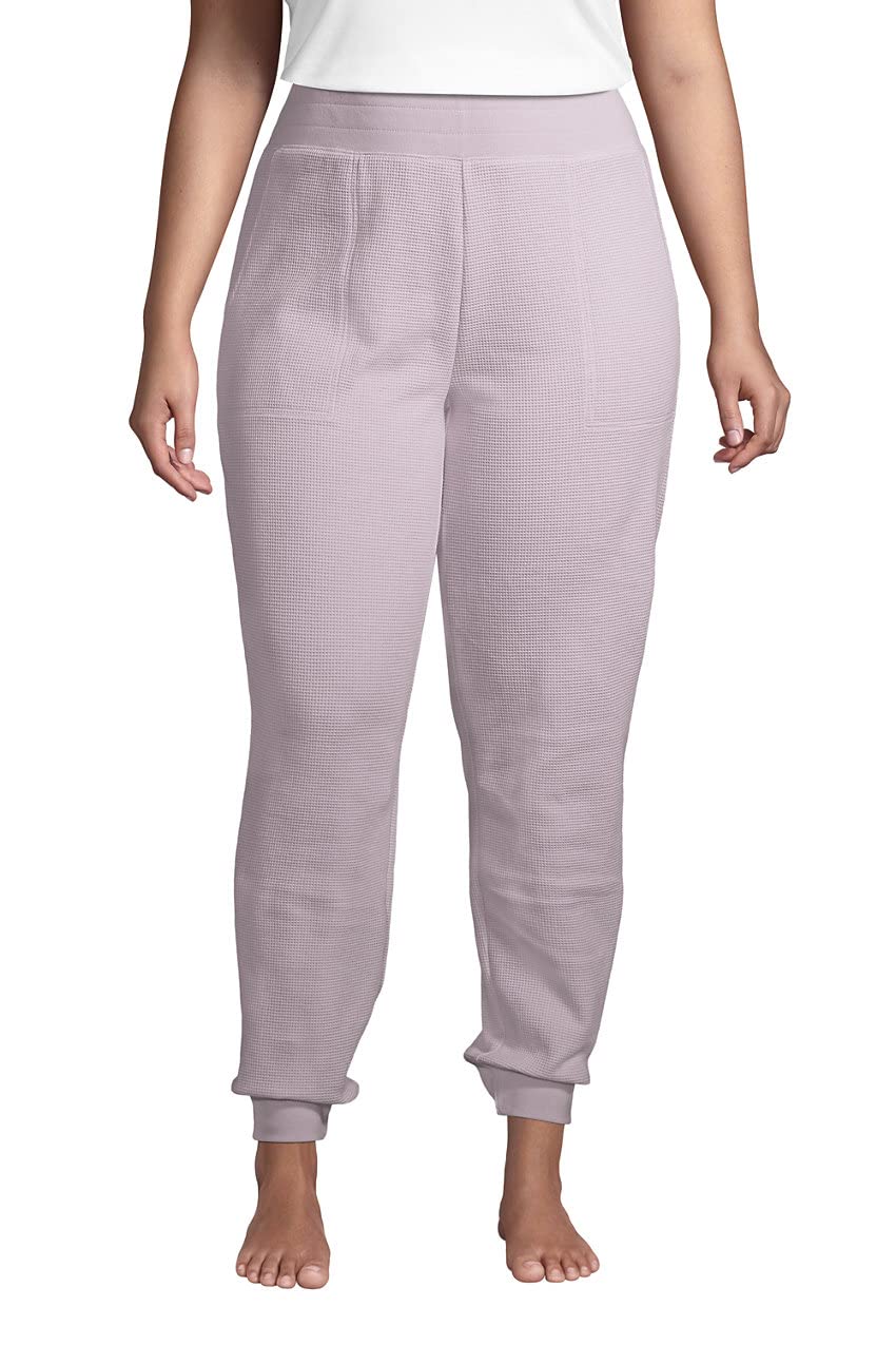 Lands' End Women's Waffle Jogger Sleep Pants - Soft Fleece Lounge Pants for Women, Comfortable Sleepwear & Home Wear - Perfect for Sleeping, Lounging, Yoga and Relaxing at Home
