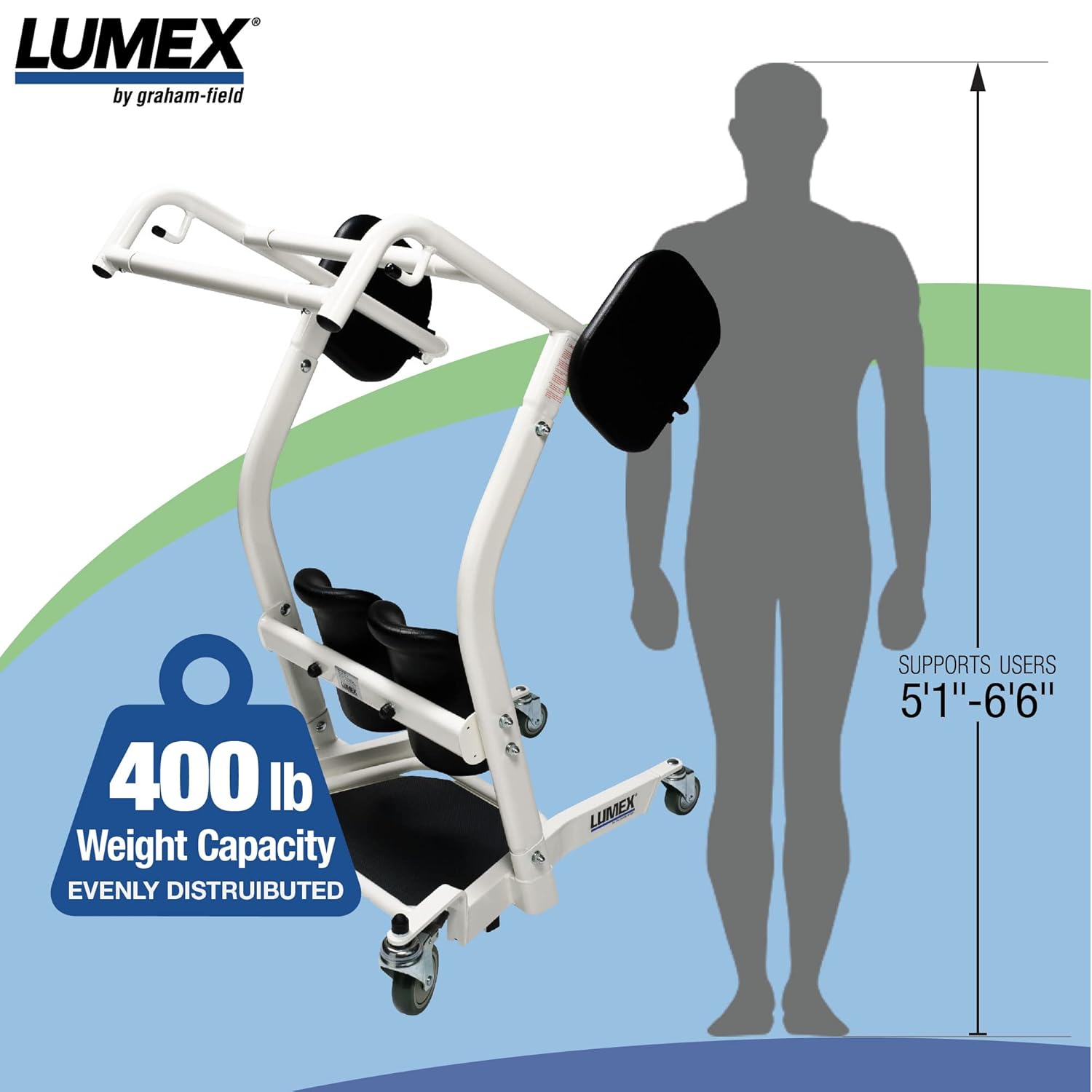 Lumex Stand Assist Patient Lift LF1600 - Safe Sit to Stand Transfer Aid for Elderly & Disabled - Home & Hospital Mobility Equipment for Easy Transport & Caregiving