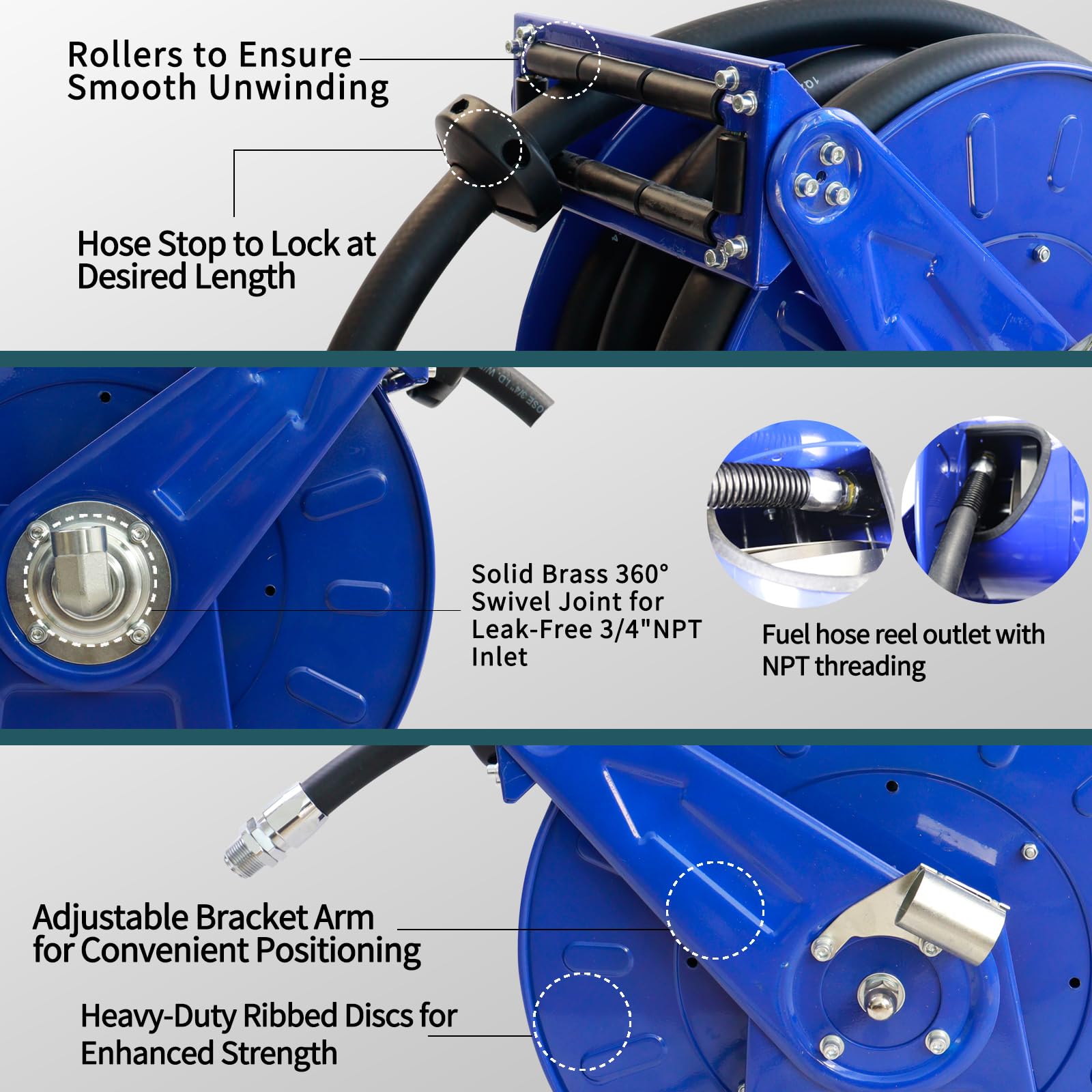 Heavy Duty Fuel Hose Reel 3/4