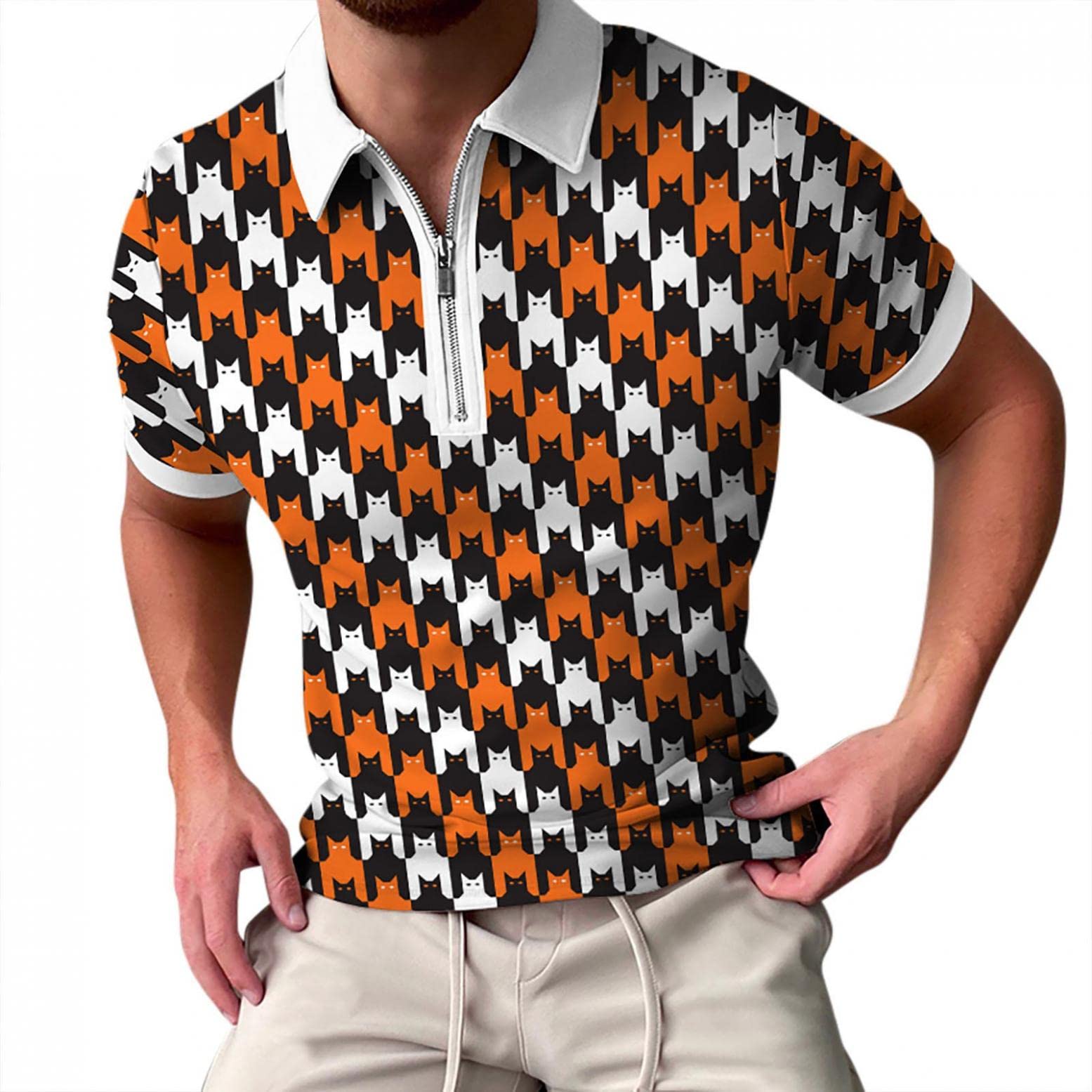 Sertiohcv Men's Classic Slim Fit Pique Polo Shirt - Short Sleeve Collared Zipper Golf T-Shirt for Casual Wear & Sports | Perfect for Golf, Office, and Outdoor Activities