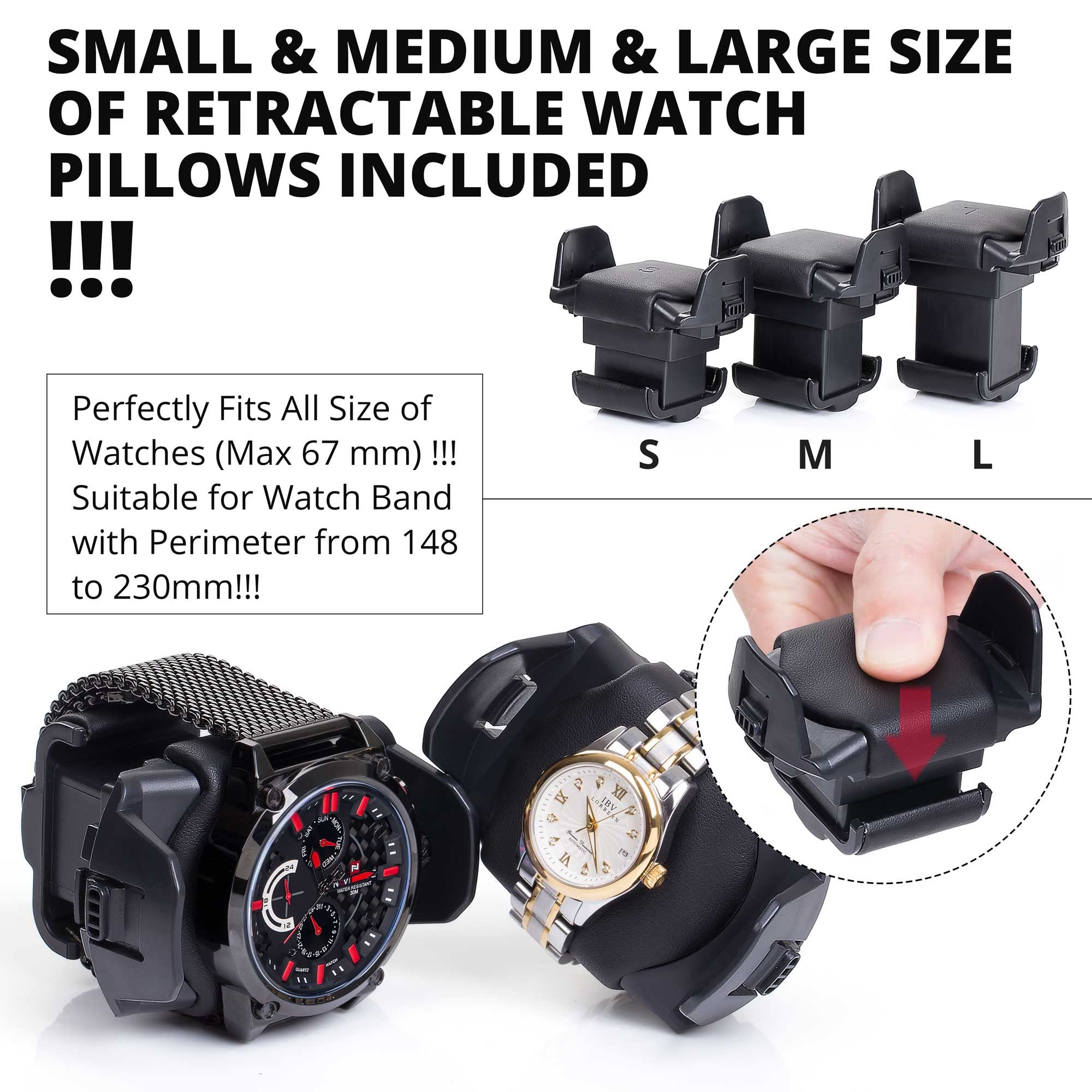 Premium Watch Winder for Automatic Watches - 8 Adjustable Watch Pillows with Built-in LED Lighting | Perfect for Watch Collections, Display Cases & Nightstand Storage