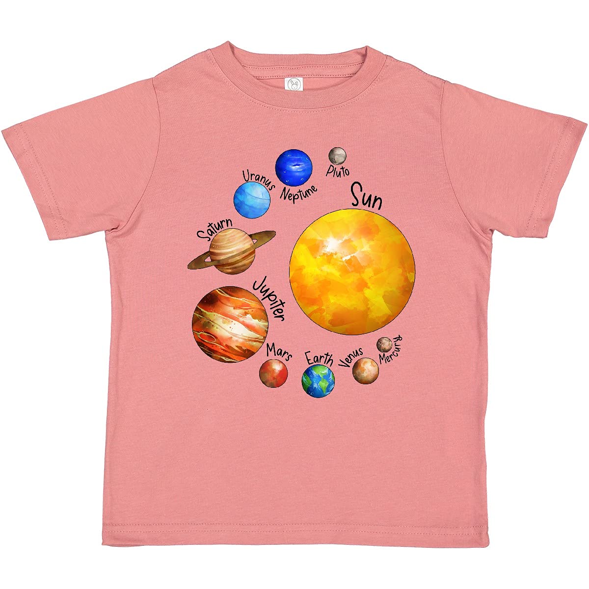 Inktastic Sun and Planets - Yes, and Pluto Toddler T-Shirt | Cute Space Themed Kids Tee for Boys & Girls | Perfect for School, Playdates & Astronomy Lovers