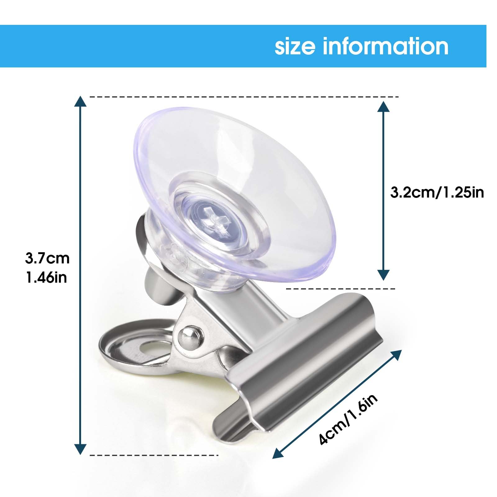 24Pcs Clear Suction Cup Clips for Windows - Strong Suction Clamp Holders for Home & Office - Perfect for Hanging Photos, Decorations, Kitchen Utensils & Organizing Small Items