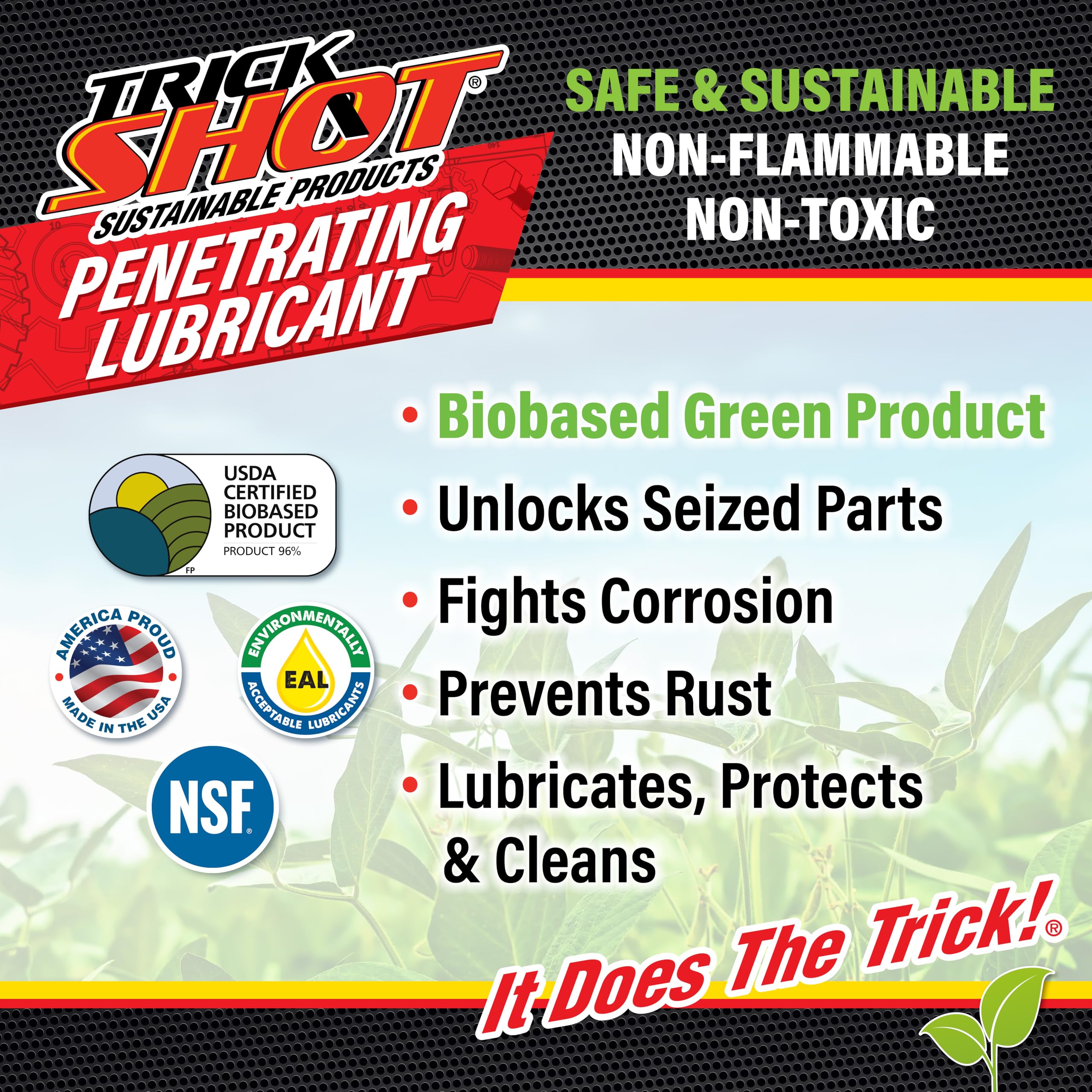 Trick Shot 3-in-1 Penetrating Lubricant Oil - Non-Toxic, Non-Flammable, Eco-Friendly Food Grade Industrial Spray - Biodegradable Anti-Seize Lubricant for Rust Protection, Degreasing & Cleaning - 1 Gallon - Perfect for Automotive, Machinery & Household Maintenance