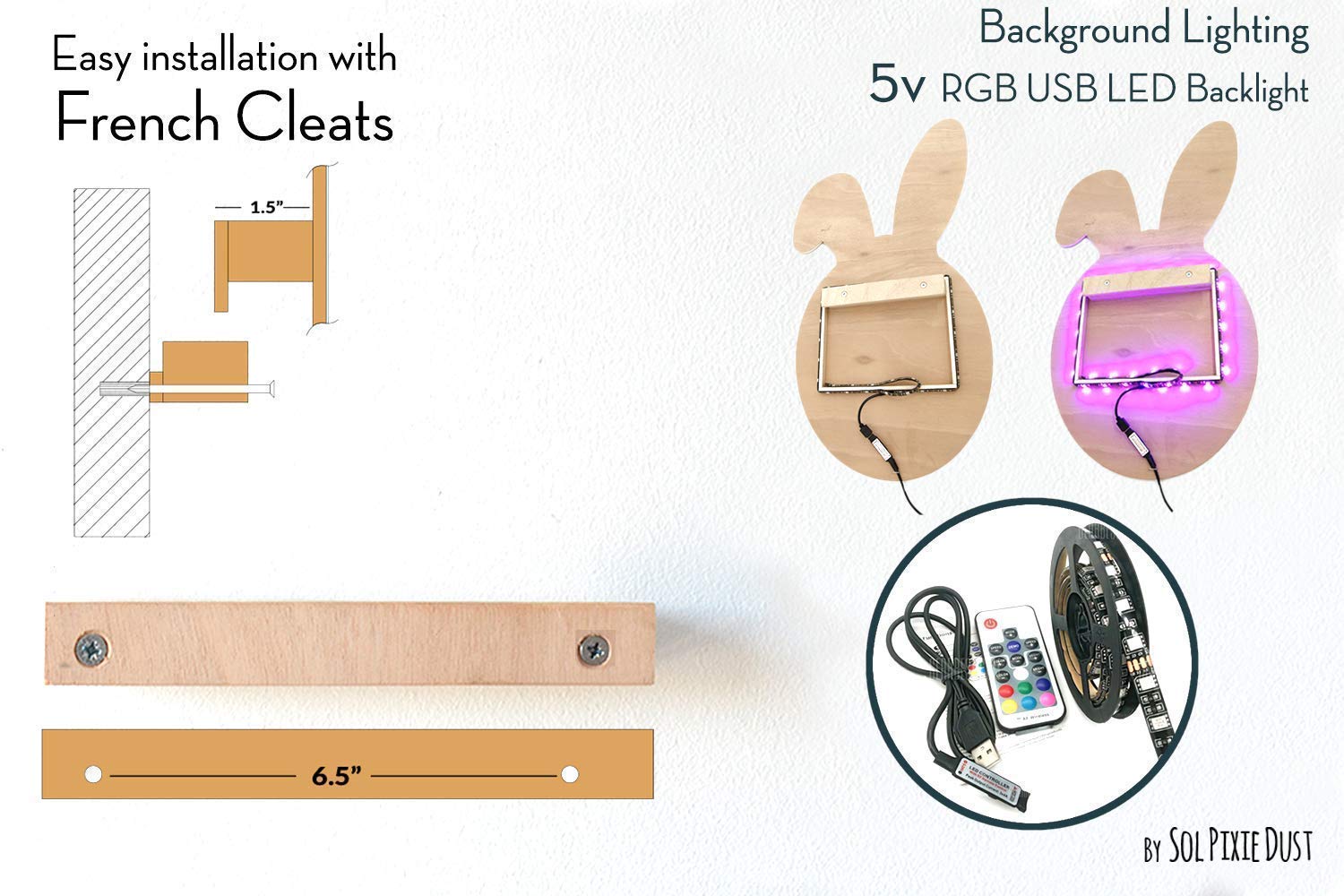LED Safety Mirror Kitty - Wooden Wall Decor for Nursery & Kids Room - Cute Animal Mirror for Home Decor & Child Safety