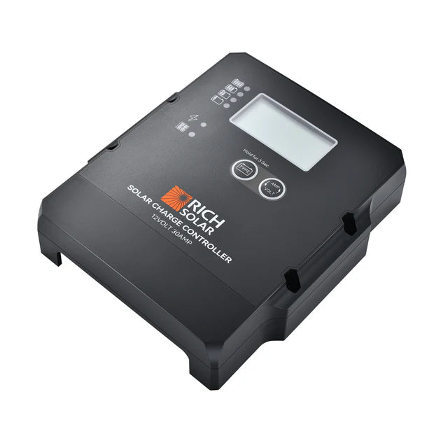 Rich Solar 30 Amp PWM Solar Charge Controller for RV, Boat, Off-Grid Power System - Waterproof & Efficient Solar Panel Regulator