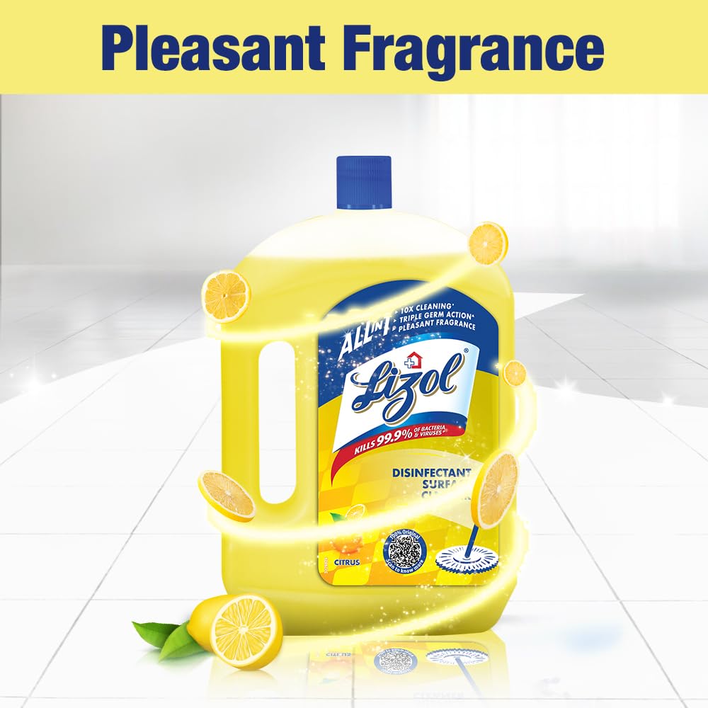Harpic Original Disinfectant Toilet Cleaner Liquid 1L (Pack of 2) + Lizol Citrus Floor Cleaner 2L - Powerful Bathroom & Kitchen Cleaning Combo for Sparkling Floors & Sanitized Toilets
