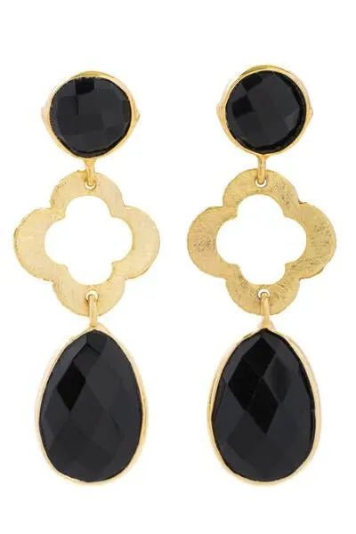 Quatrefoil Gemstone Dangle Earrings for Women - Elegant Bohemian Style Jewelry for Party, Wedding & Everyday Wear