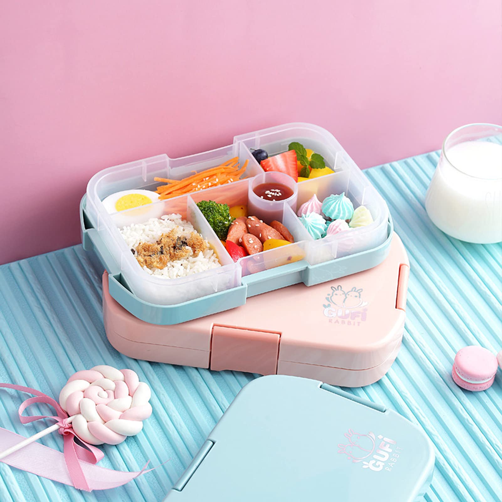 Leakproof Kids Bento Lunch Box for Hot Food - Plastic Insulated Lunch Container for School, Office & Picnics - Perfect for Salads, Fruits, Vegetables & Hot Meals - Microwave & Dishwasher Safe