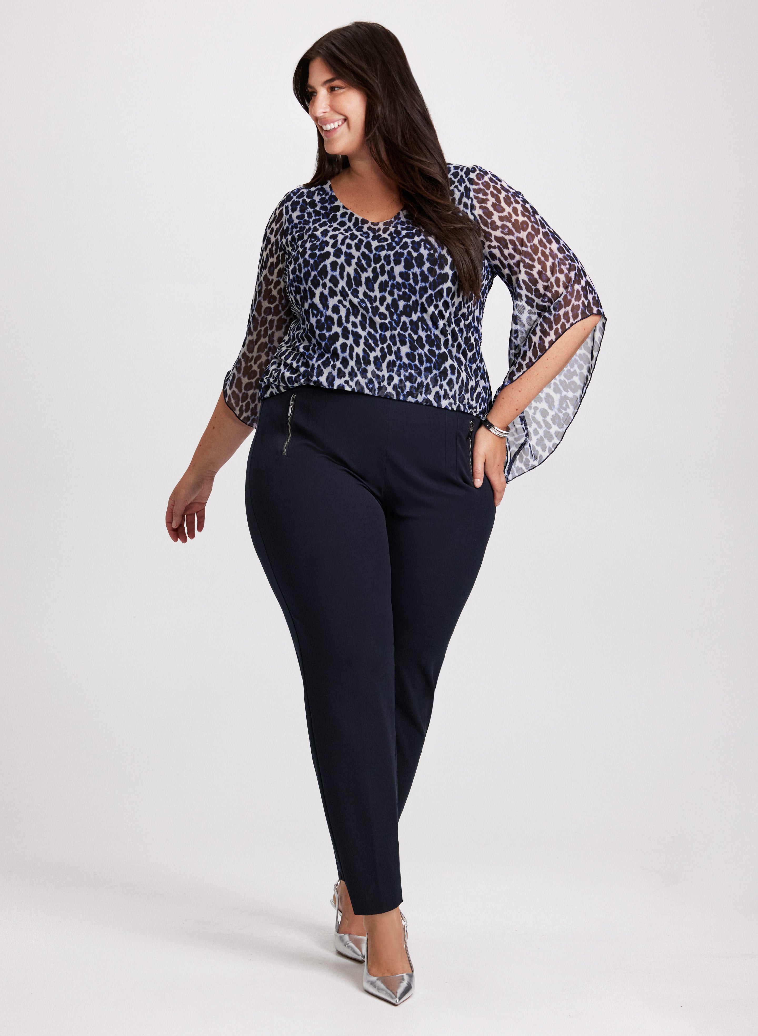 Women's Animal Print Tops & Pull On Pants Set - Soft Stretchy Lounge Wear for Yoga, Sleep & Casual Outfits