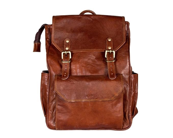 Premium Leather Backpack for Men & Women - Waterproof Laptop Bag for College, School, Business & Travel | Durable Hiking Backpack in Brown | Perfect for Work, Commuting & Outdoor Adventures
