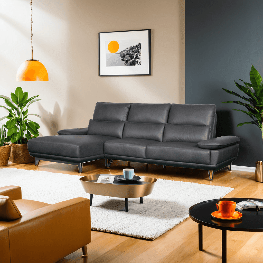L-Shaped Electric Reclining Sofa with Adjustable Backrest - Comfortable Fabric Sectional Couch for Living Room, Home Theater & Office Relaxation