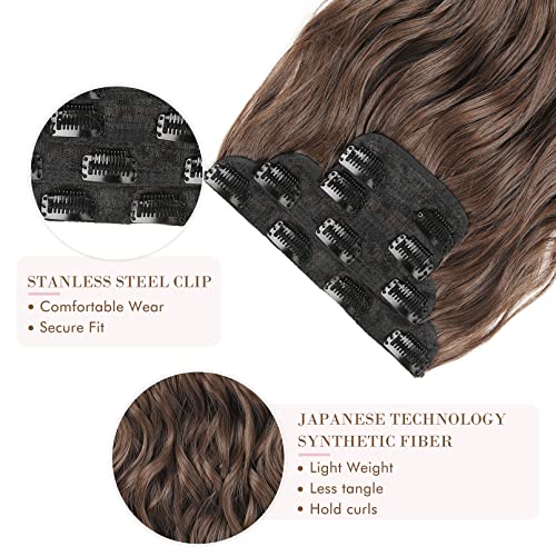 4PCS Clip-in Synthetic Hair Extensions - Long & Thick Hair Extensions for Women - Perfect for Parties, Weddings & Everyday Styling