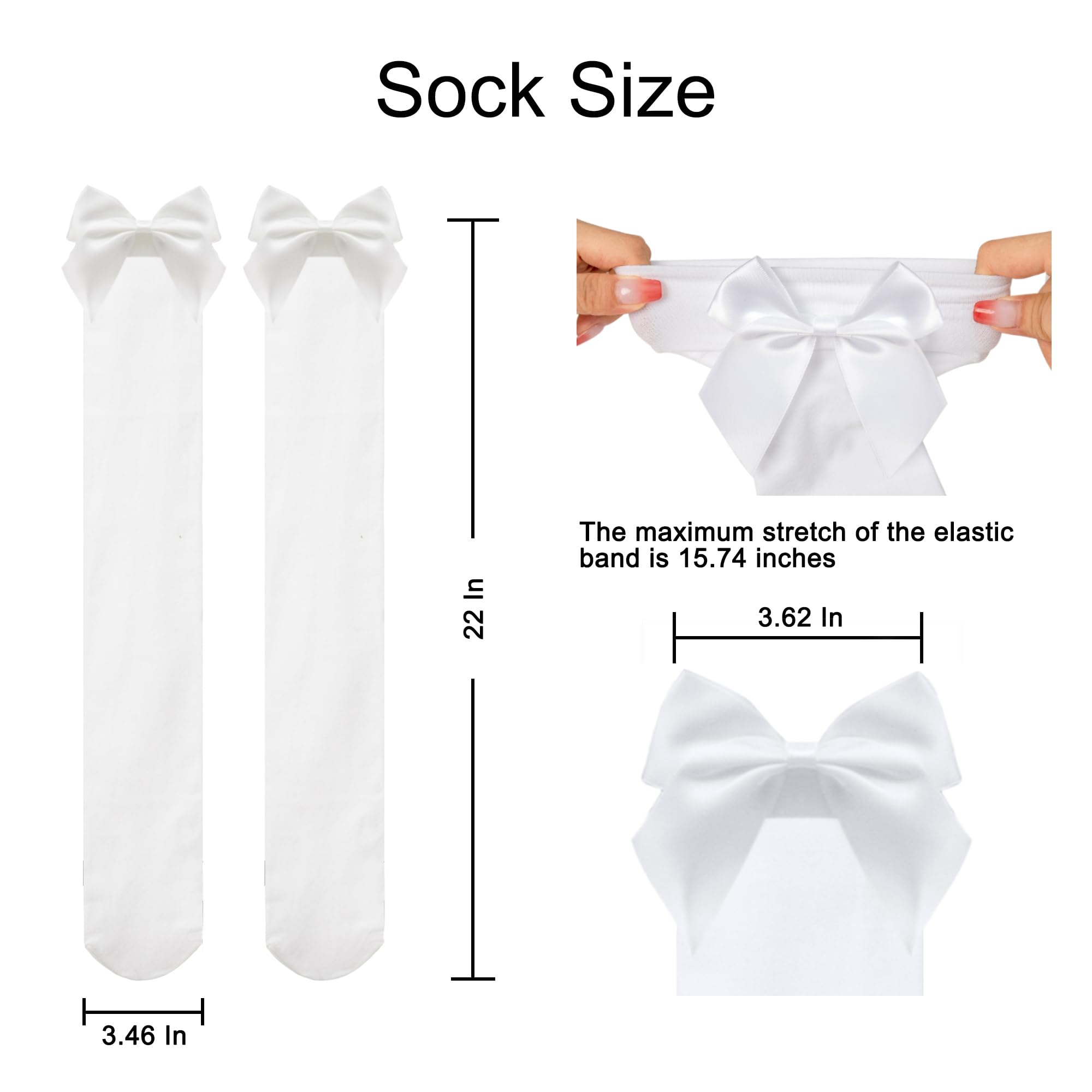 2025 Upgraded Women's White Thigh High Stockings - Anti-Slip Knee High Socks with Elegant Satin Bows | Perfect for Cosplay, Party Outfits & Winter Fashion
