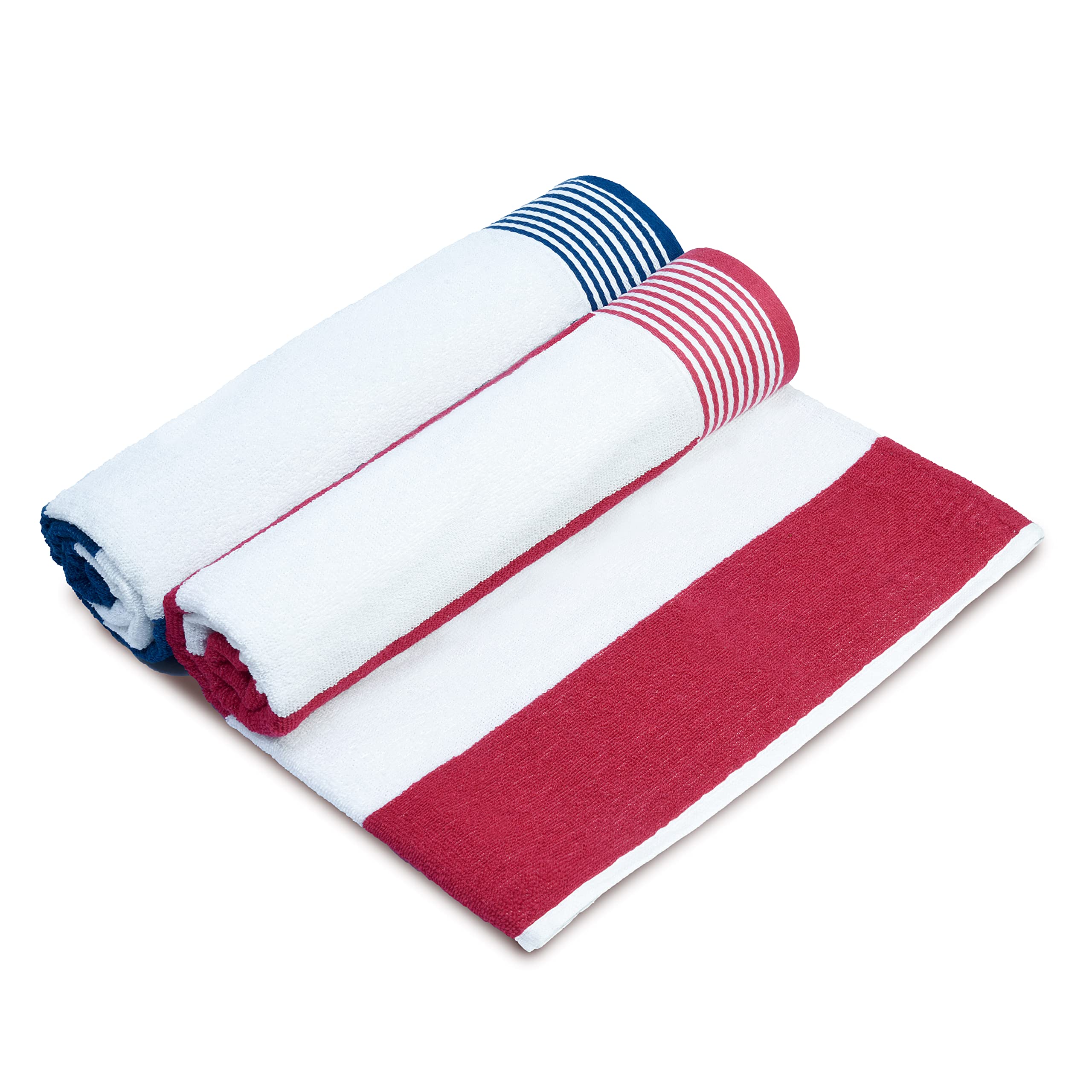 Premium 100% Cotton Cabana Stripe Bath Towels Set of 6 - Ultra Soft & Quick Dry (30