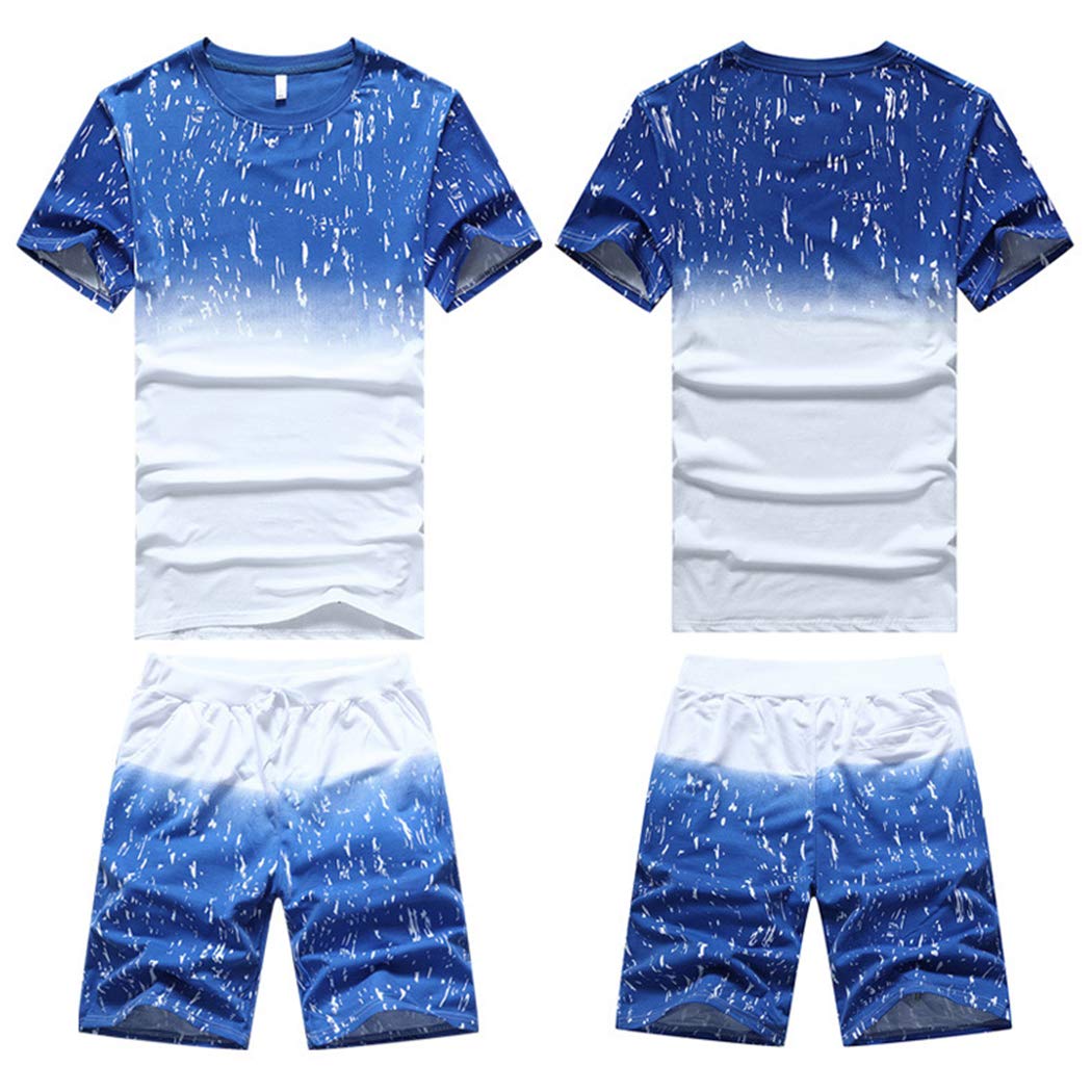 Men's Casual Tracksuit Set - Short Sleeve Running Jogging Athletic Sweat Suits for Men | Lightweight Summer Workout Outfit for Gym, Sports & Outdoor Activities