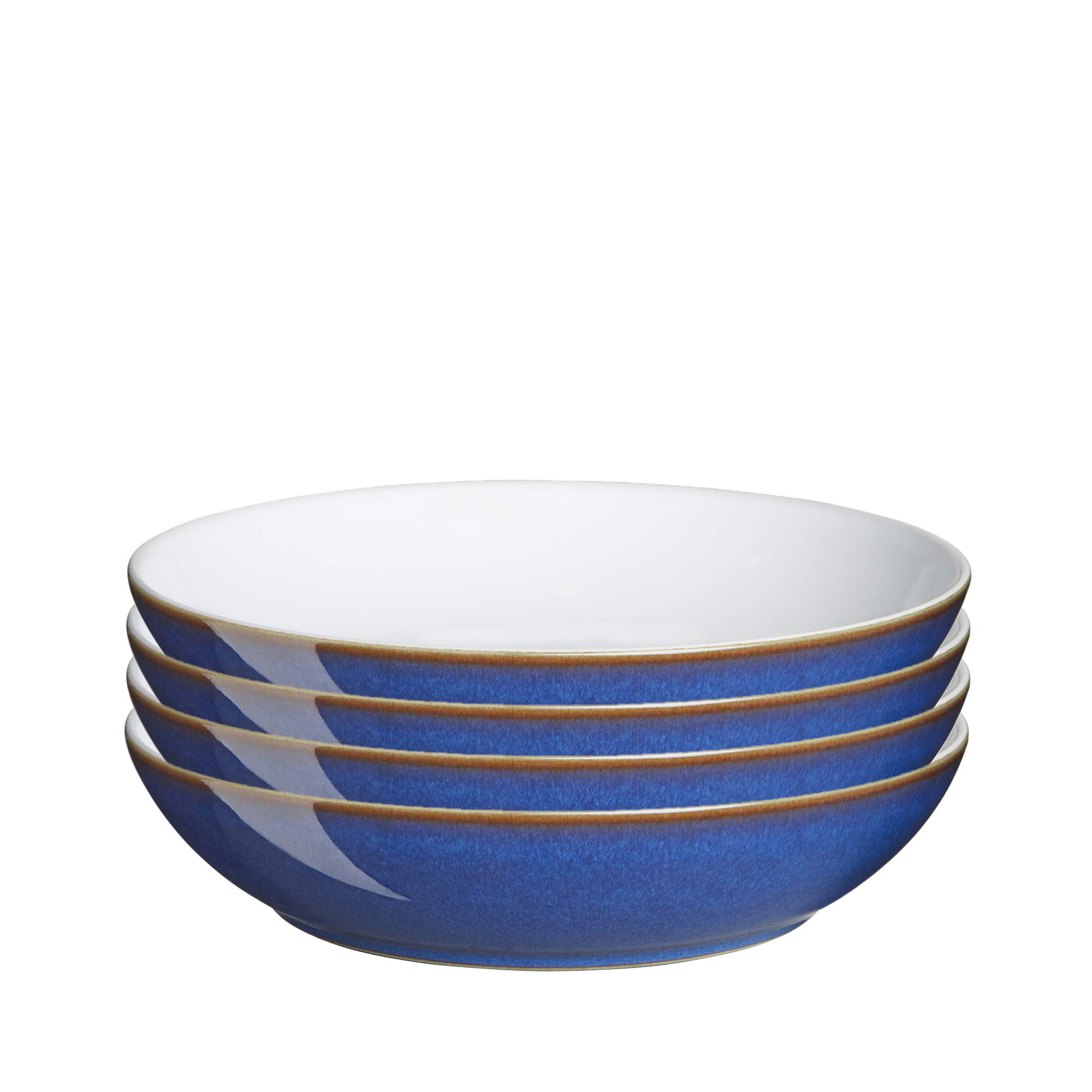 Denby Imperial 4-Piece Pasta Bowl Set - Cobalt Blue Ceramic Dinnerware for Italian Cuisine | Perfect for Pasta, Salad, Soup & Family Dining
