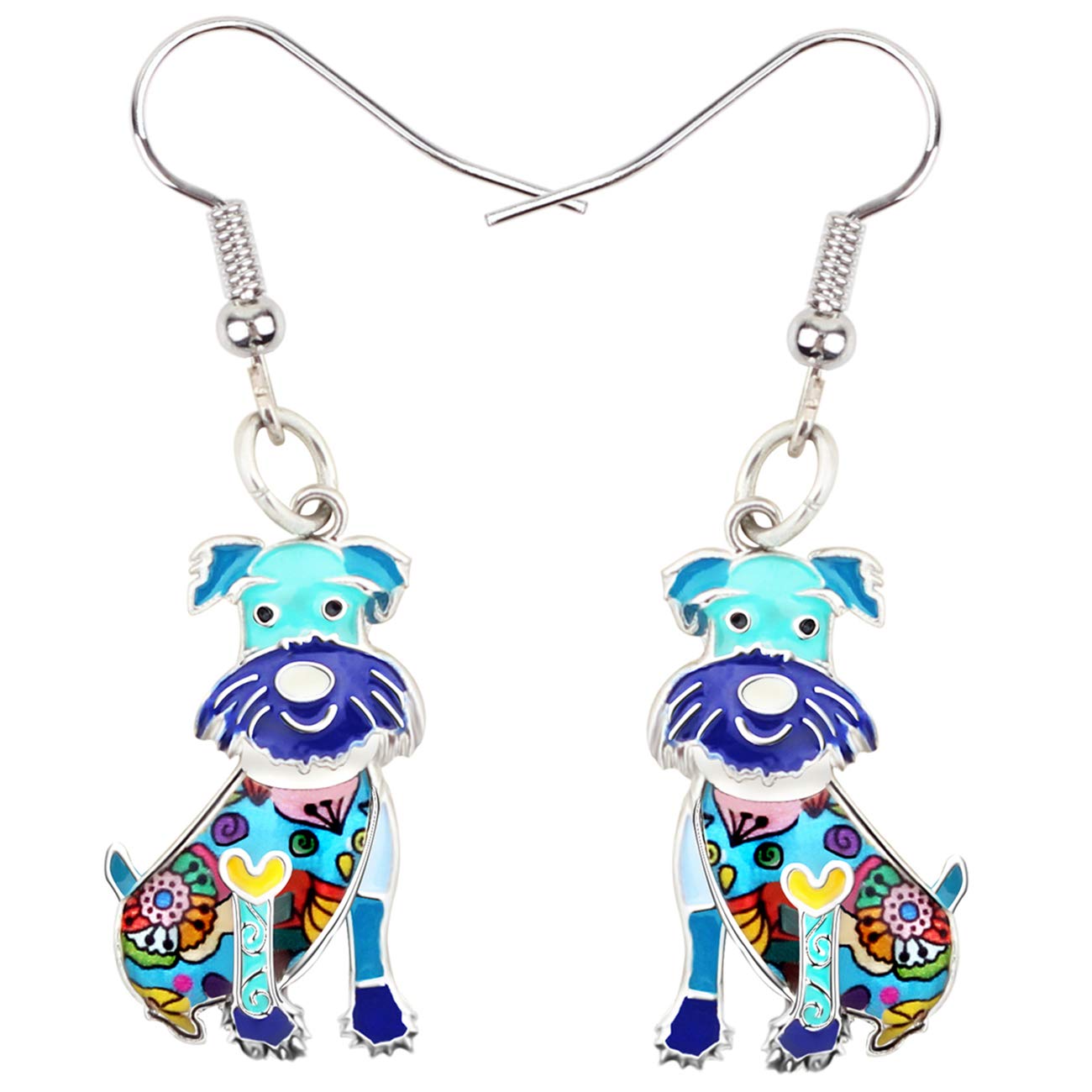 BONSNY Enamel Alloy Smile Schnauzer Dog Earrings for Women - Cute Pet Lover Jewelry, Funny Novelty Charm Earrings for Dog Owners, Gifts for Dog Moms | Perfect for Casual Wear, Parties & Animal Lover Gifts