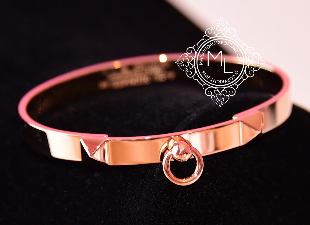 Hermes Rose Gold Collier de Chien CDC Bracelet for Women - Luxury Designer Cuff Bangle for Parties, Weddings & Special Occasions