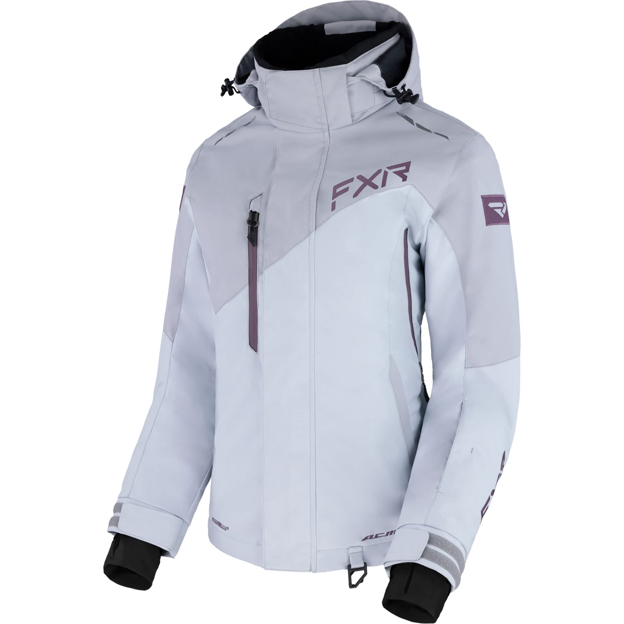 FXR Women's Edge Jacket 2025 - Waterproof Windproof Ski Jacket for Snowboarding & Winter Sports (Gray/Muted Grape, Size 6) - Perfect for Skiing, Snowmobiling & Cold Weather Outdoor Activities