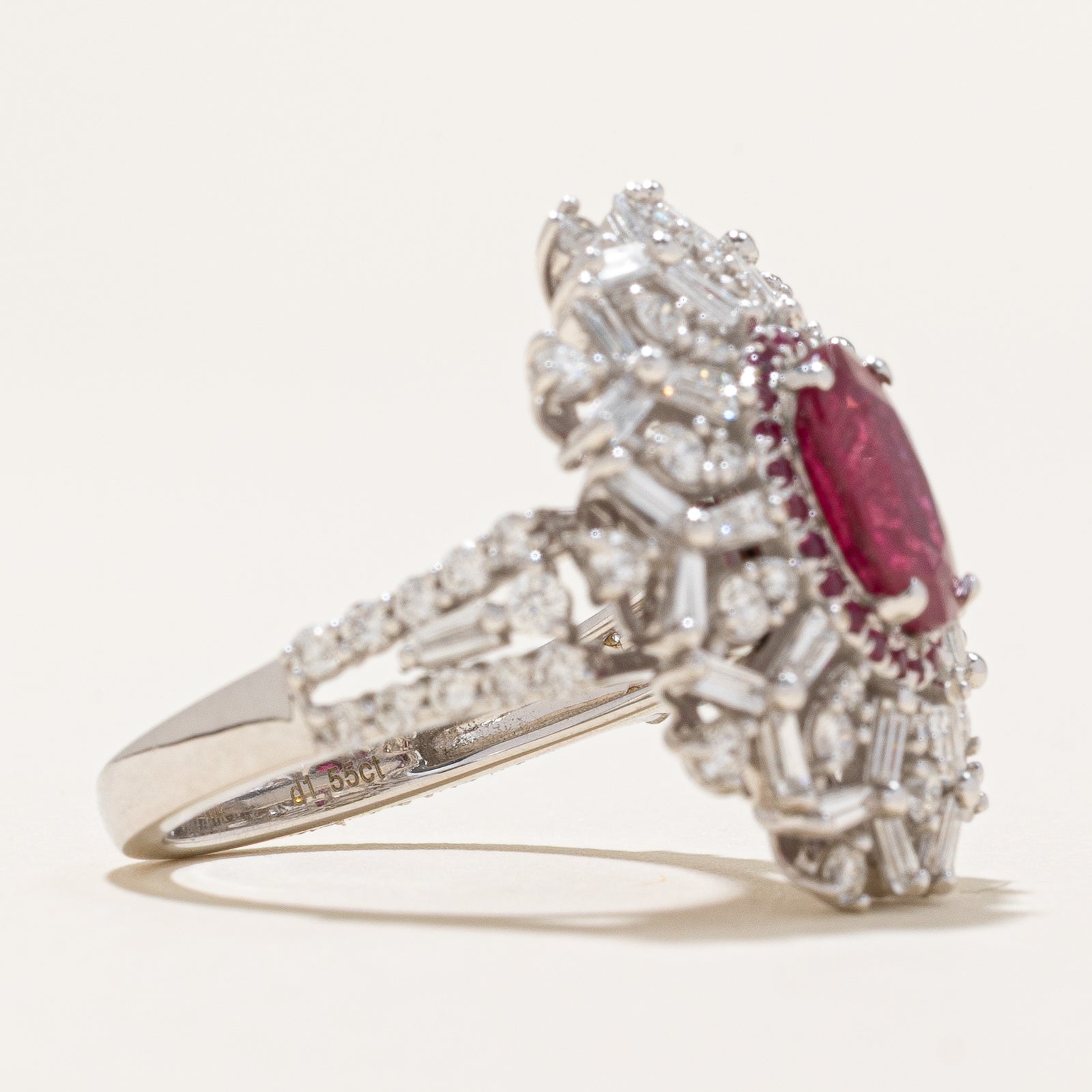 GRS Certified Natural Unheated Ruby & Diamond Convertible Cocktail Ring & Pendant - 2.16ct Ruby & 1.55ctw Diamonds - Size 6.5 - Elegant Jewelry for Evening Parties, Weddings & Special Occasions