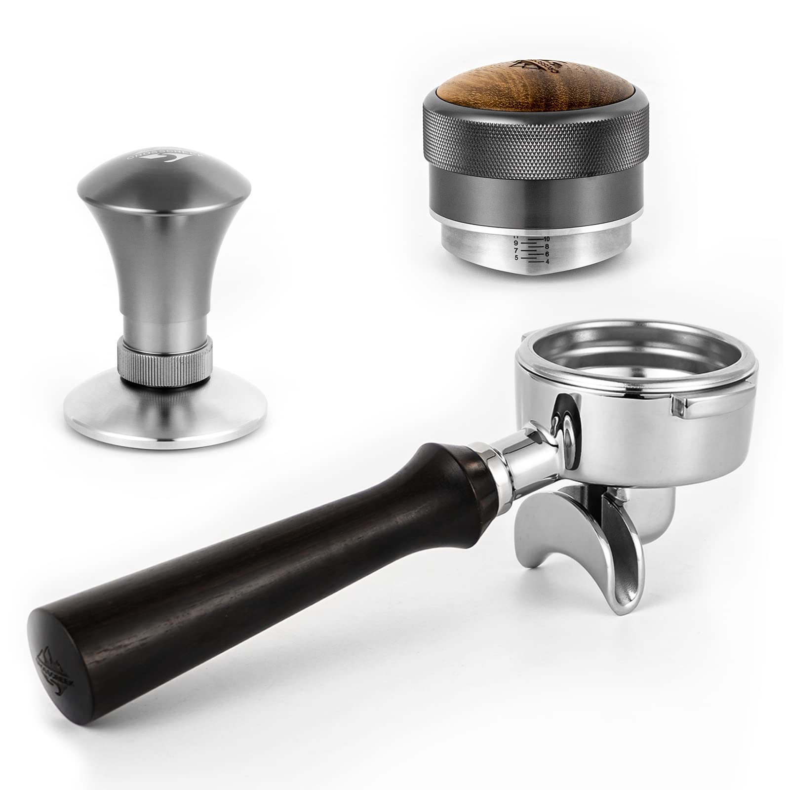 58mm Coffee Distributor & Tamper Set - Professional Espresso Portafilter Leveler for Barista Use at Home or Cafe
