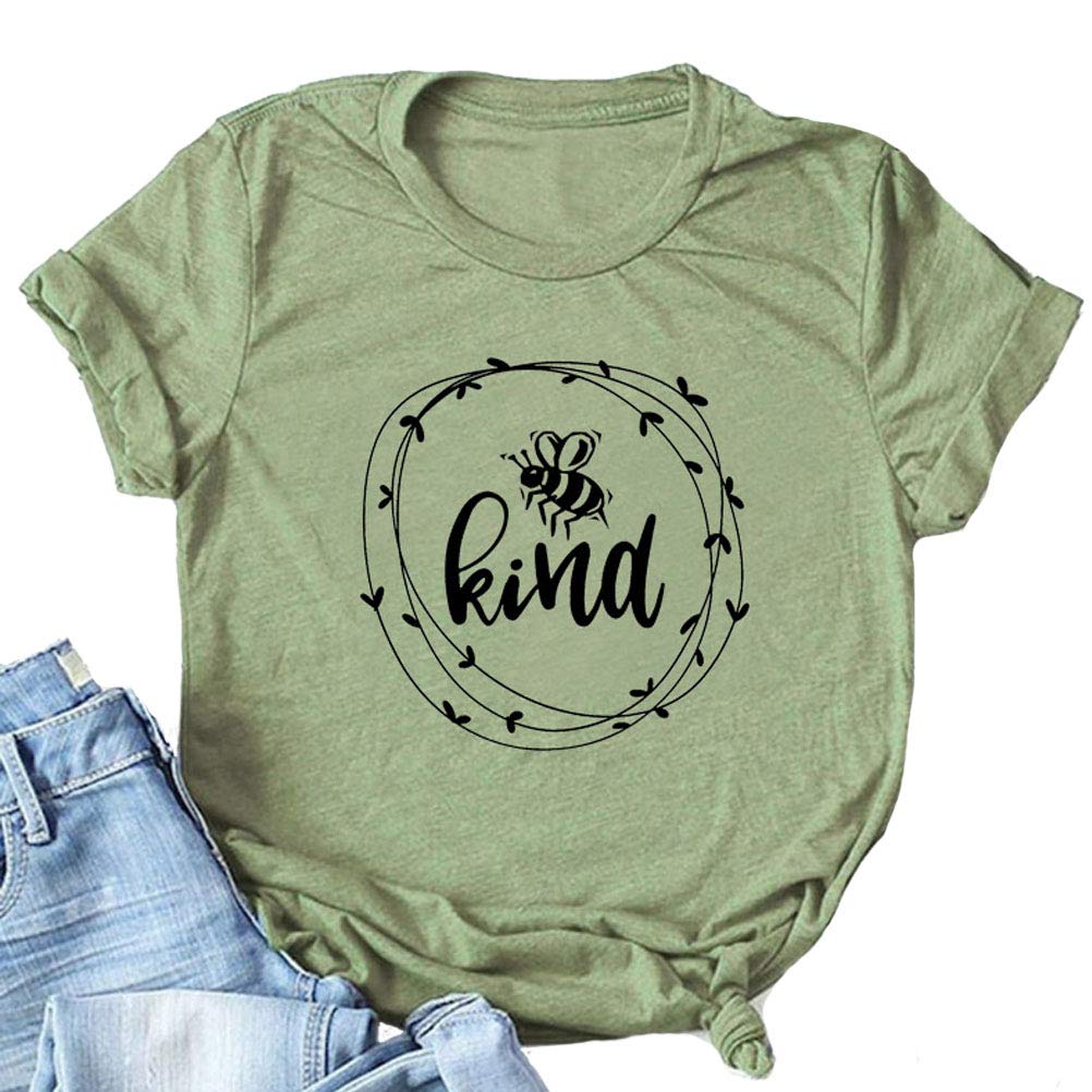 YourTops Women's Bee Kind Graphic T-Shirt - Cute Casual Tee for Everyday Wear, Work, or Weekend Outfits