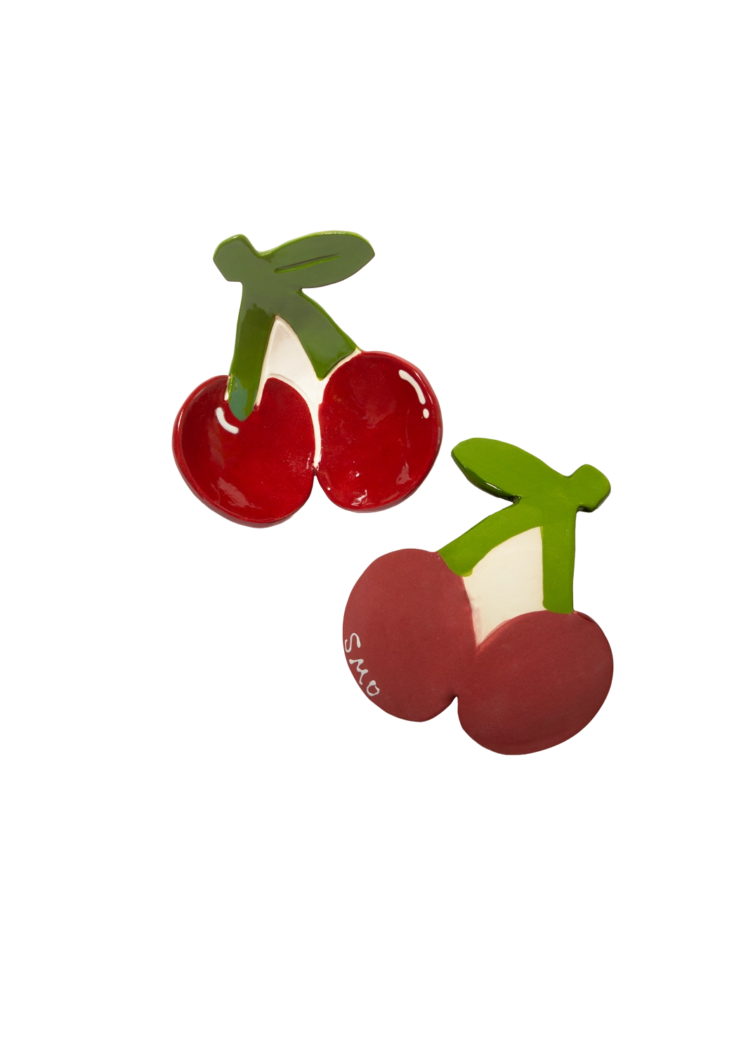 Handmade Cherry Ceramic Trinket Dish - Decorative Fruit-Shaped Jewelry Tray, Spoon Rest & Unique Gift for Women | Perfect for Jewelry Storage, Kitchen Decor & Housewarming Gifts