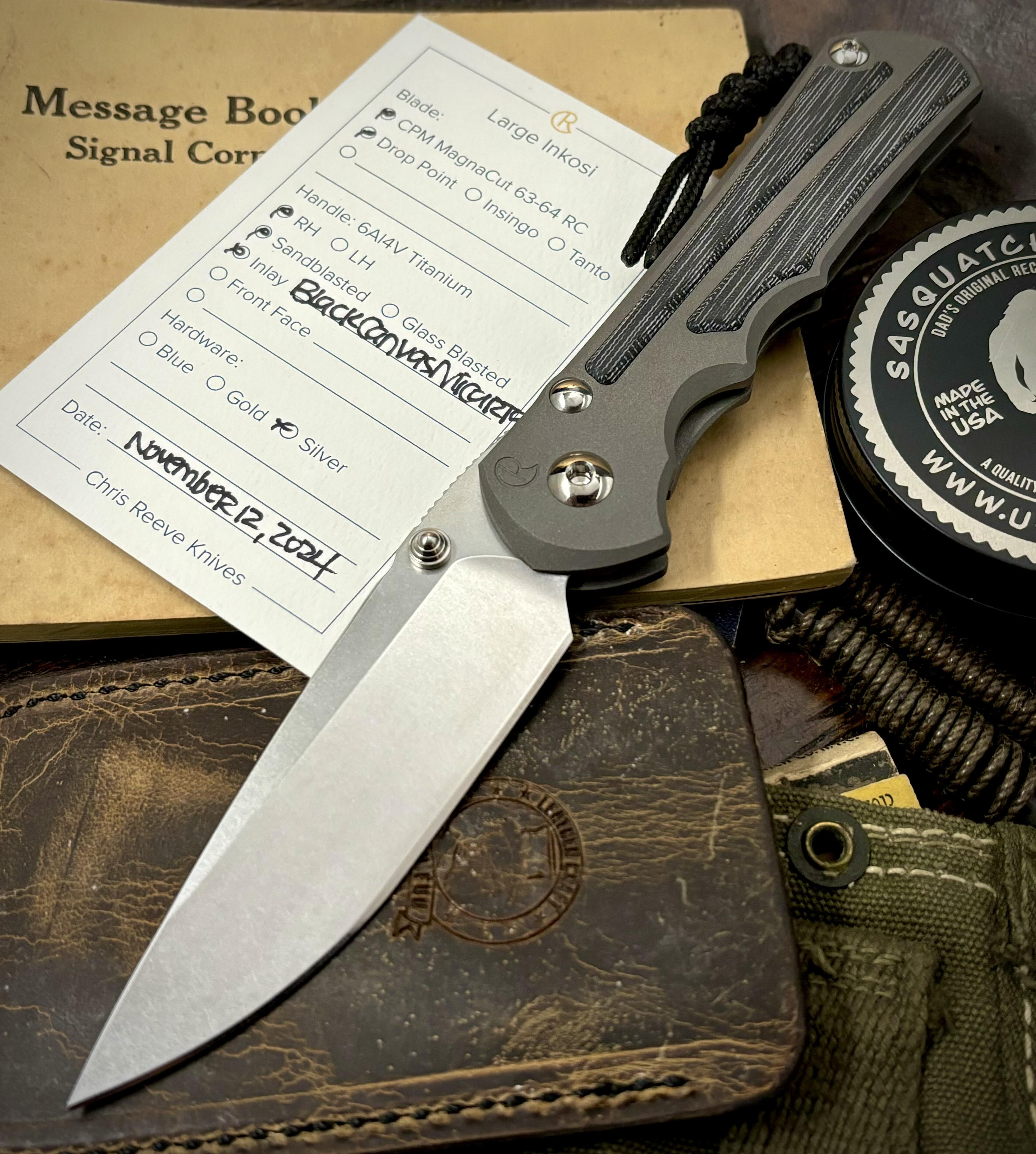 Chris Reeve Large Inkosi Folding Knife - Black Micarta Inlay, Magnacut Steel Blade (2024 Model) | EDC, Outdoor Survival & Tactical Use