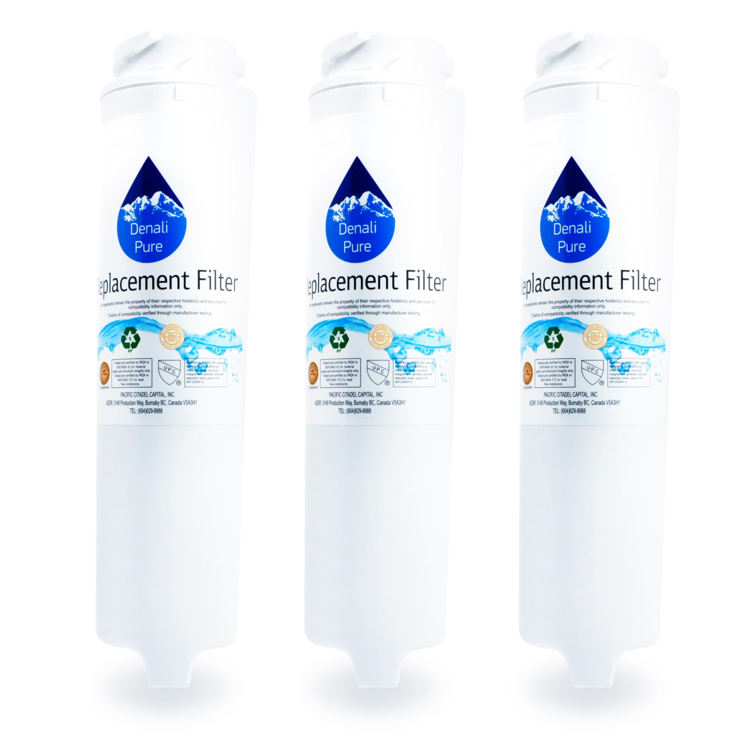 3-Pack GE ZFGP21HXASS Refrigerator Water Filter Replacement - Compatible with GE GSWF Fridge Filter Cartridge | Clean & Safe Drinking Water for Home & Office