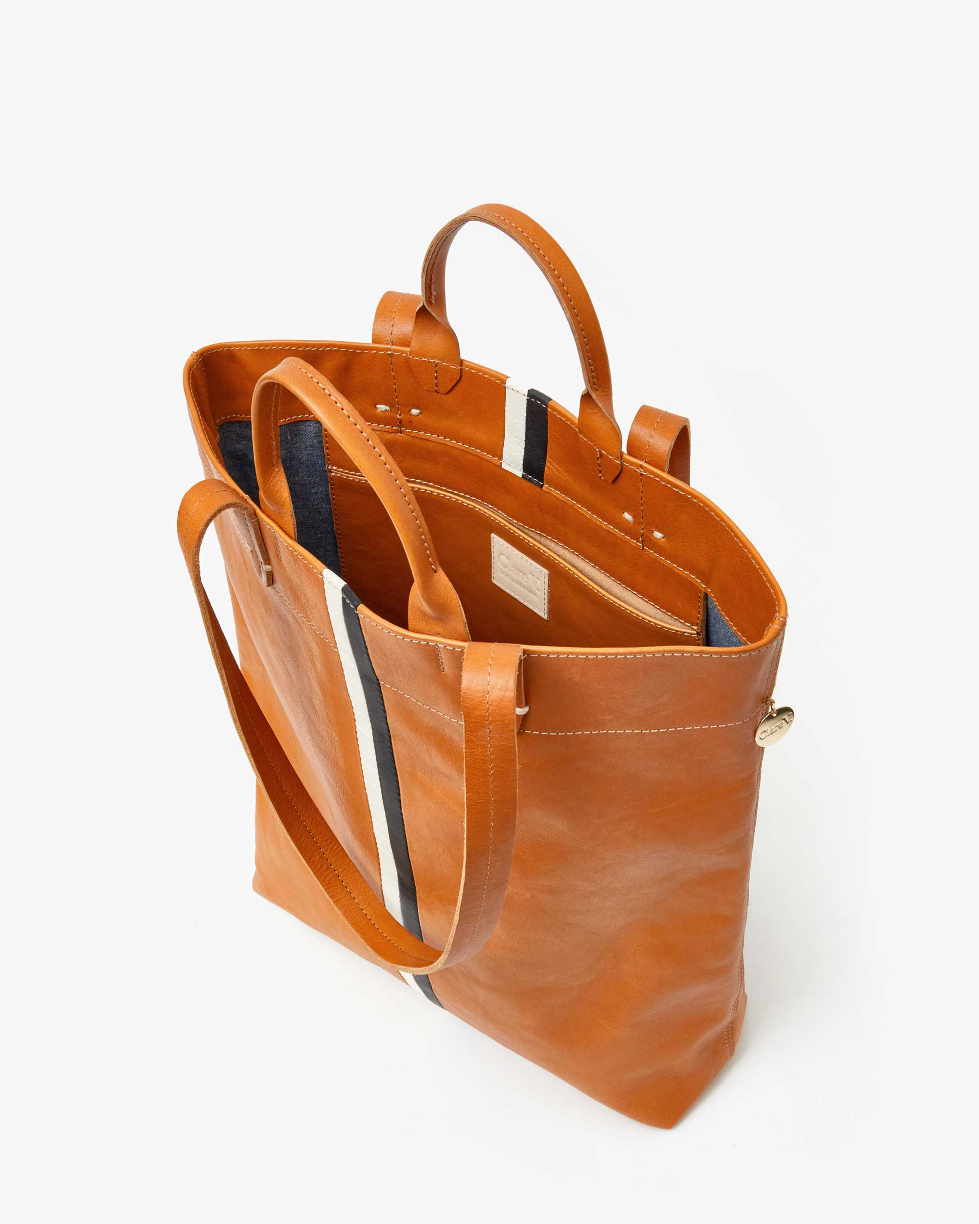 Micheline Tan Nappetto W Inlay Stripes Women's Fashion Handbag - Stylish Crossbody Purse for Work, Travel & Everyday Use