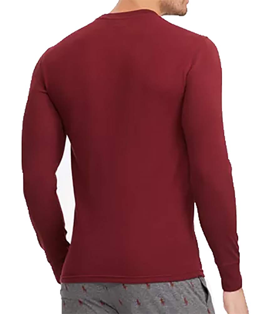 **Polo Ralph Lauren Men's Waffle Knit Crew Neck Thermal Sleepwear Shirt with Polo Bear Logo - Cozy Lounge & Sleepwear for Winter Comfort**