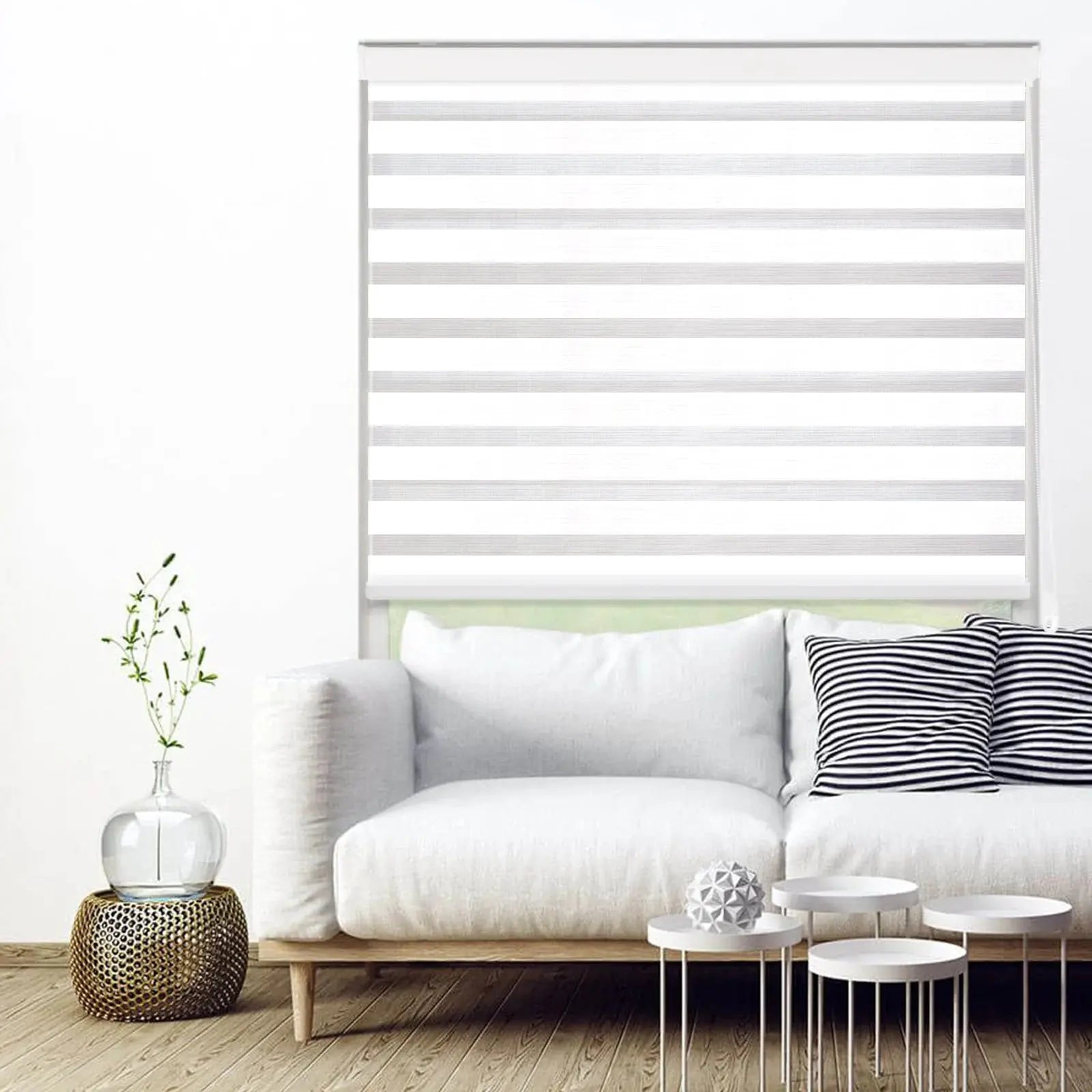 Bryant Essential Light Filtering Zebra Blinds - Cord Loop Dual Shade Window Treatment for Living Room & Bedroom Blackout Privacy