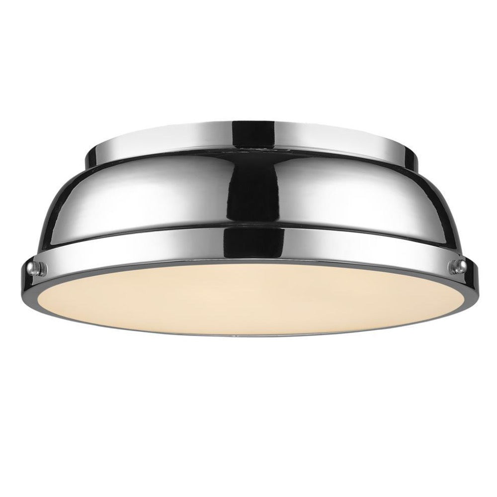 Elm 14 Inch Chrome Flush Mount Ceiling Light - Modern & Sleek Lighting Fixture for Bedroom, Kitchen, or Hallway