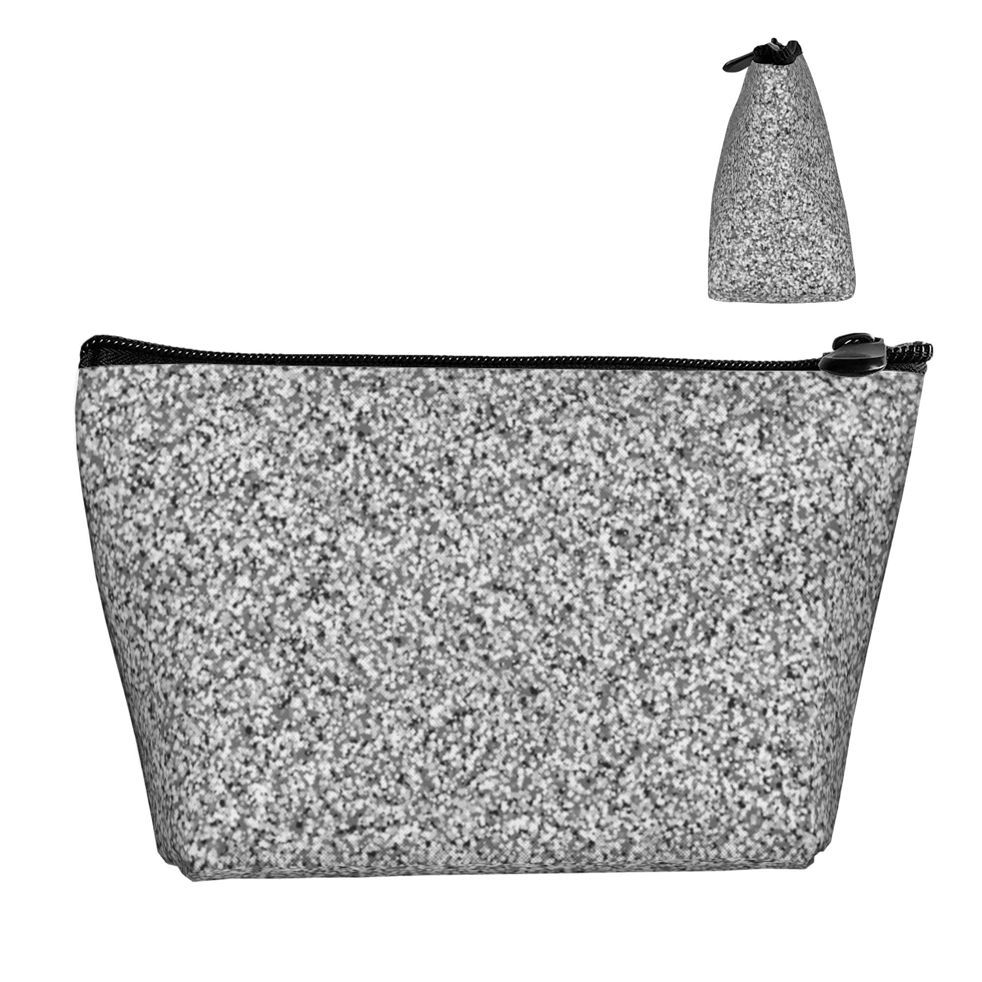 SWEET TANG Women's Silver Glitter Makeup Bag - Waterproof Cosmetic Pouch Organizer for Travel, Gym & Daily Use | Perfect for Toiletries, Brushes & Beauty Essentials