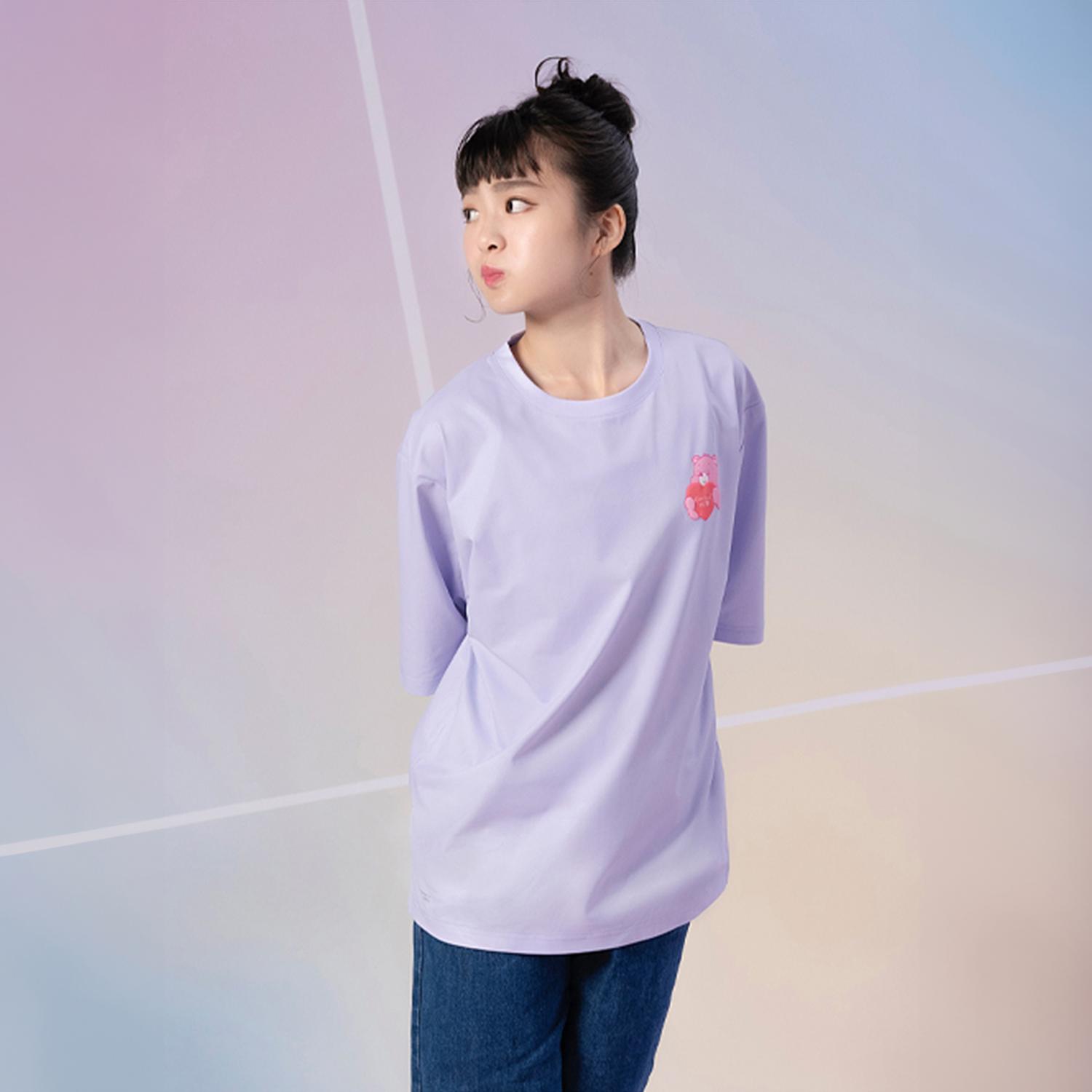 Victor x Care Bears Light Purple T-Shirt 4503CBC | Cute Graphic Tee for Kids & Adults | Perfect for Casual Wear, Birthday Gifts & Fan Collections