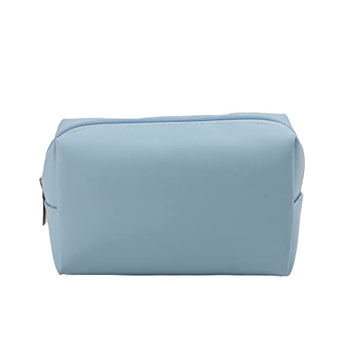 QIPS Multipurpose Travel Pouch - PU Leather Storage Organizer for Makeup, Accessories & Essentials | Portable Unisex Cosmetic Bag (Black/Blue) | Perfect for Travel, Home & Office Organization