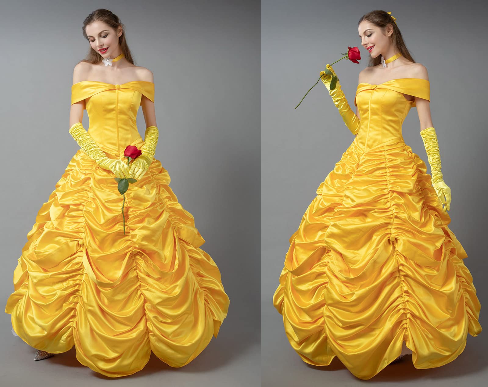 CosFantasy Women's Yellow Princess Ball Gown Dress - Elegant Cosplay Costume for Halloween Party, Renaissance Fair & Cosplay Events | mp002019