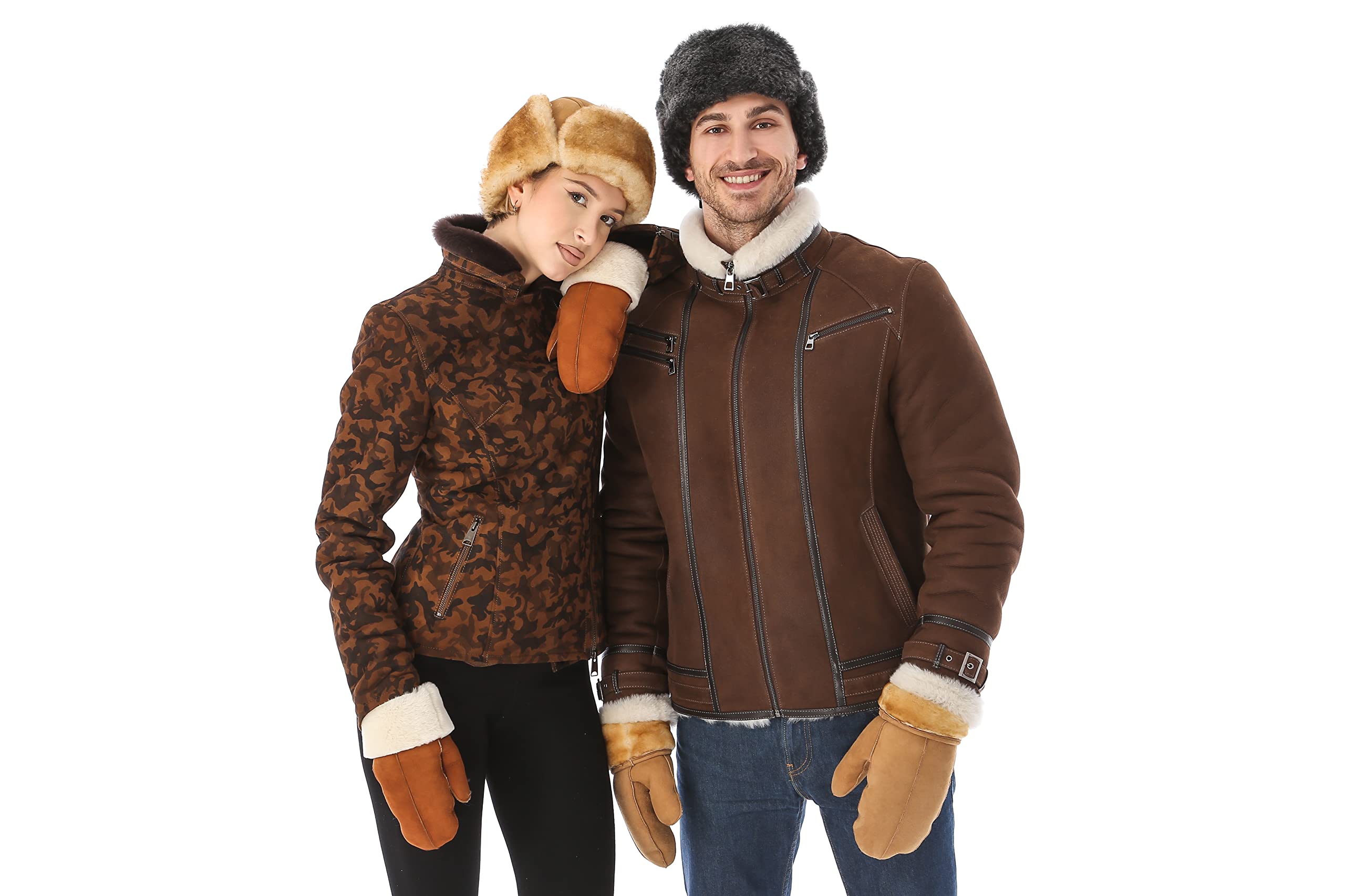 Genuine Leather Aviator Shearling Ushanka Hat - Russian Style Trapper Cap with Real Sheepskin Fur & Ear Flaps - Warm Winter Hat for Men & Women - Perfect for Skiing, Snowboarding & Cold Weather Outdoor Activities