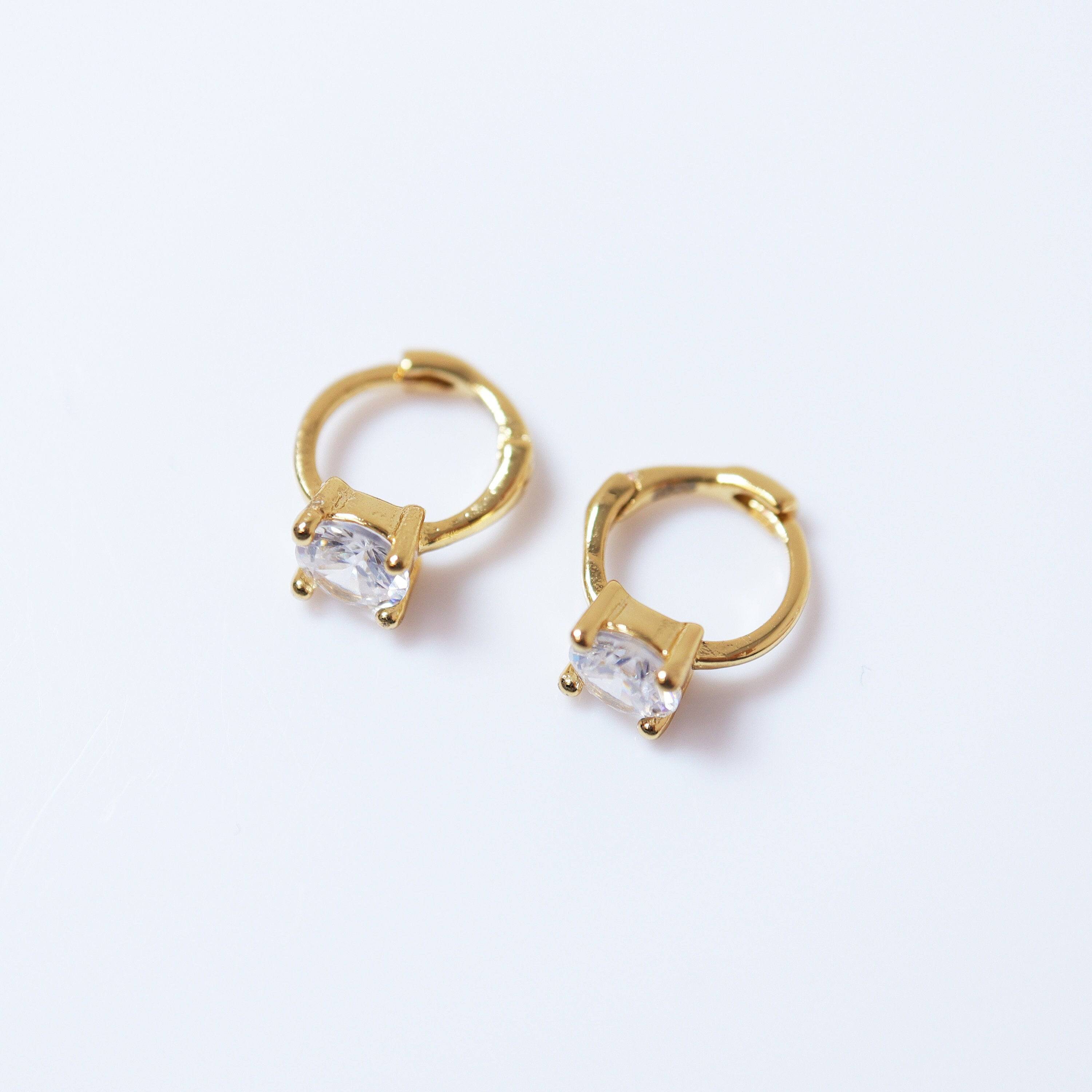 6mm Swarovski Crystal 14k Gold & Sterling Silver Cartilage Hoop Earrings - Elegant Statement Earrings for Upper Helix, Tragus & Conch Piercings - Perfect for Parties, Weddings & Everyday Wear