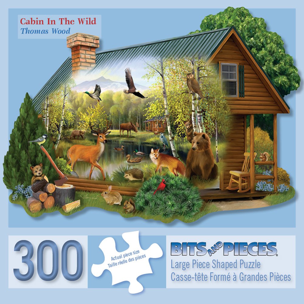 300 Piece Jigsaw Puzzle for Adults - Cabin in The Wild Forest Animals Puzzle by Thomas Wood - 20