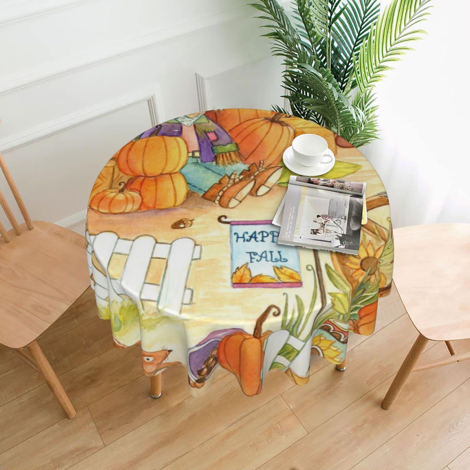 Autumn Sunflower Pumpkin Printed Waterproof Tablecloth - Soft Kitchen Dining Table Cover for Family Meals, Christmas, Festivals, and Seasonal Home Decor