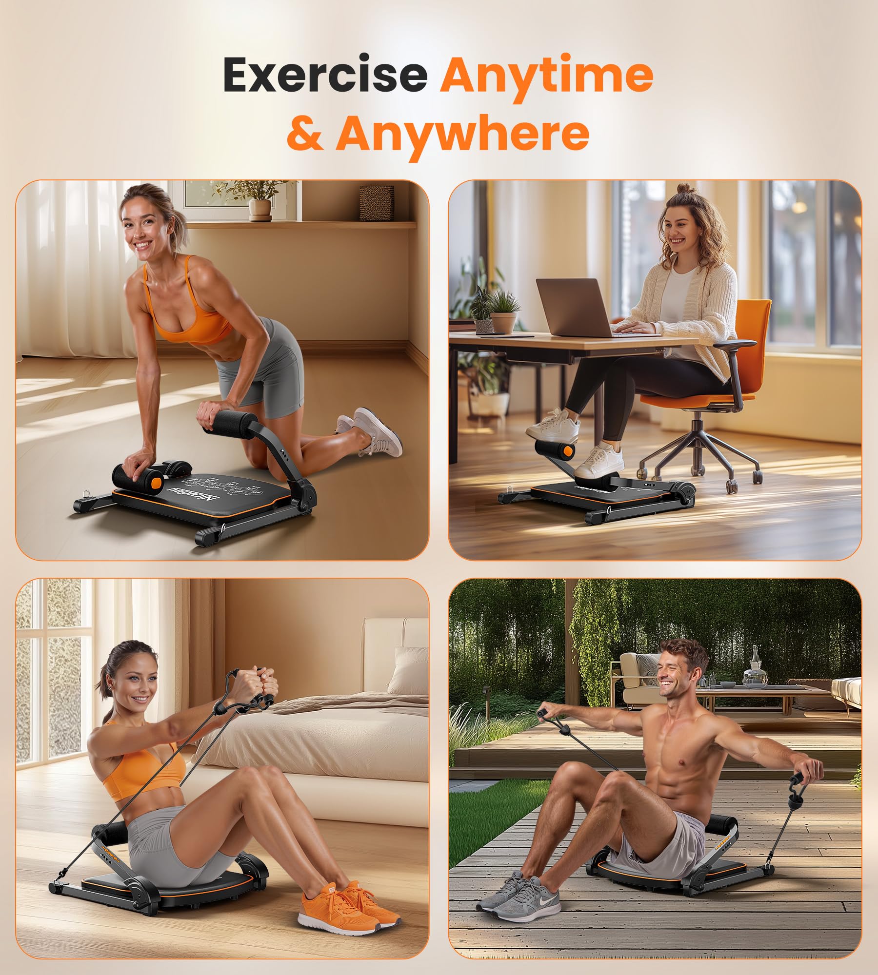 Niceday Ab Workout Equipment - Home Gym Ab Machine for Core Training, Sit Up Bench with Resistance Bands (330 LBS Capacity) - Perfect for Home Workouts & Strength Training